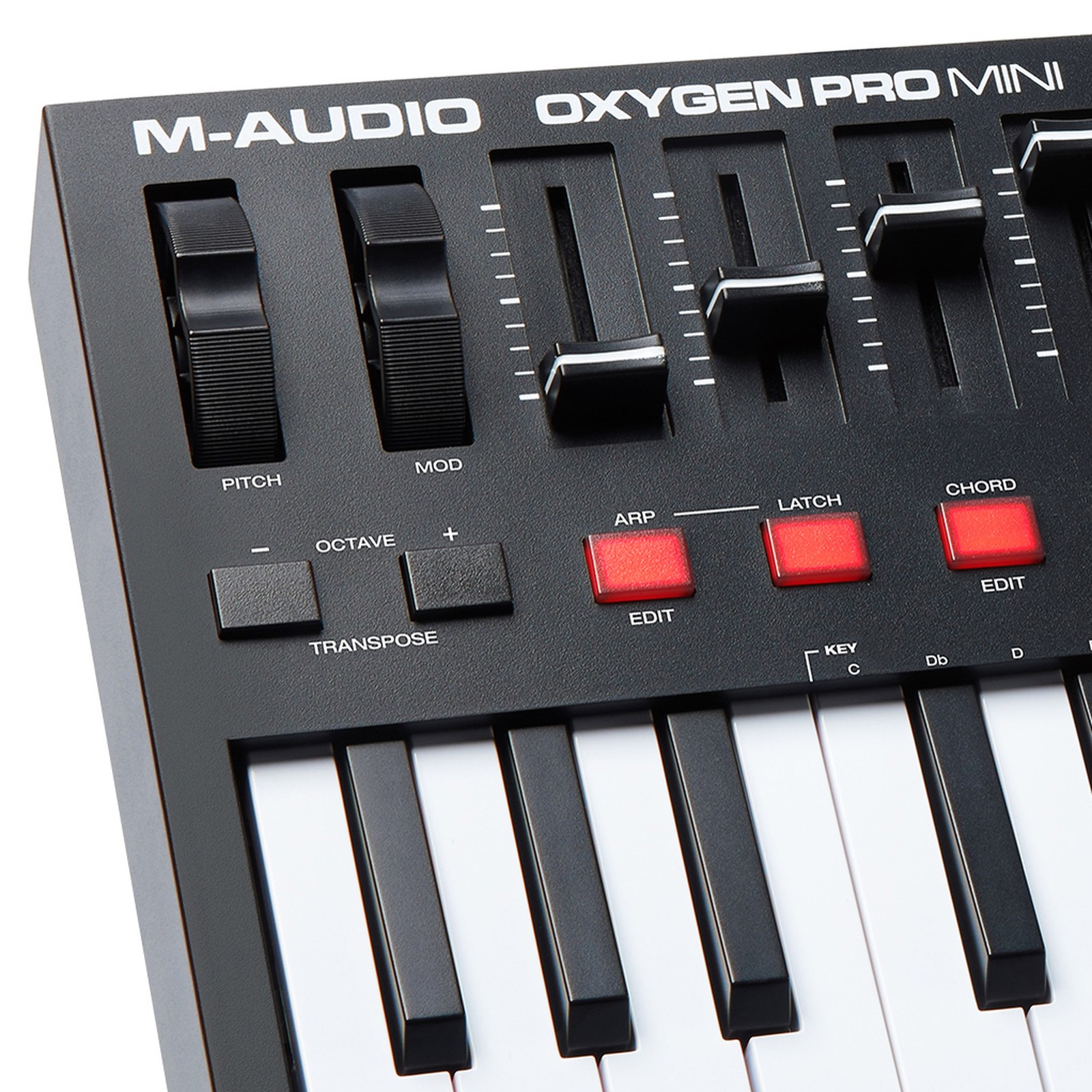 Fader und Modulationsräder des M-Audio Oxygen Pro Mini 
