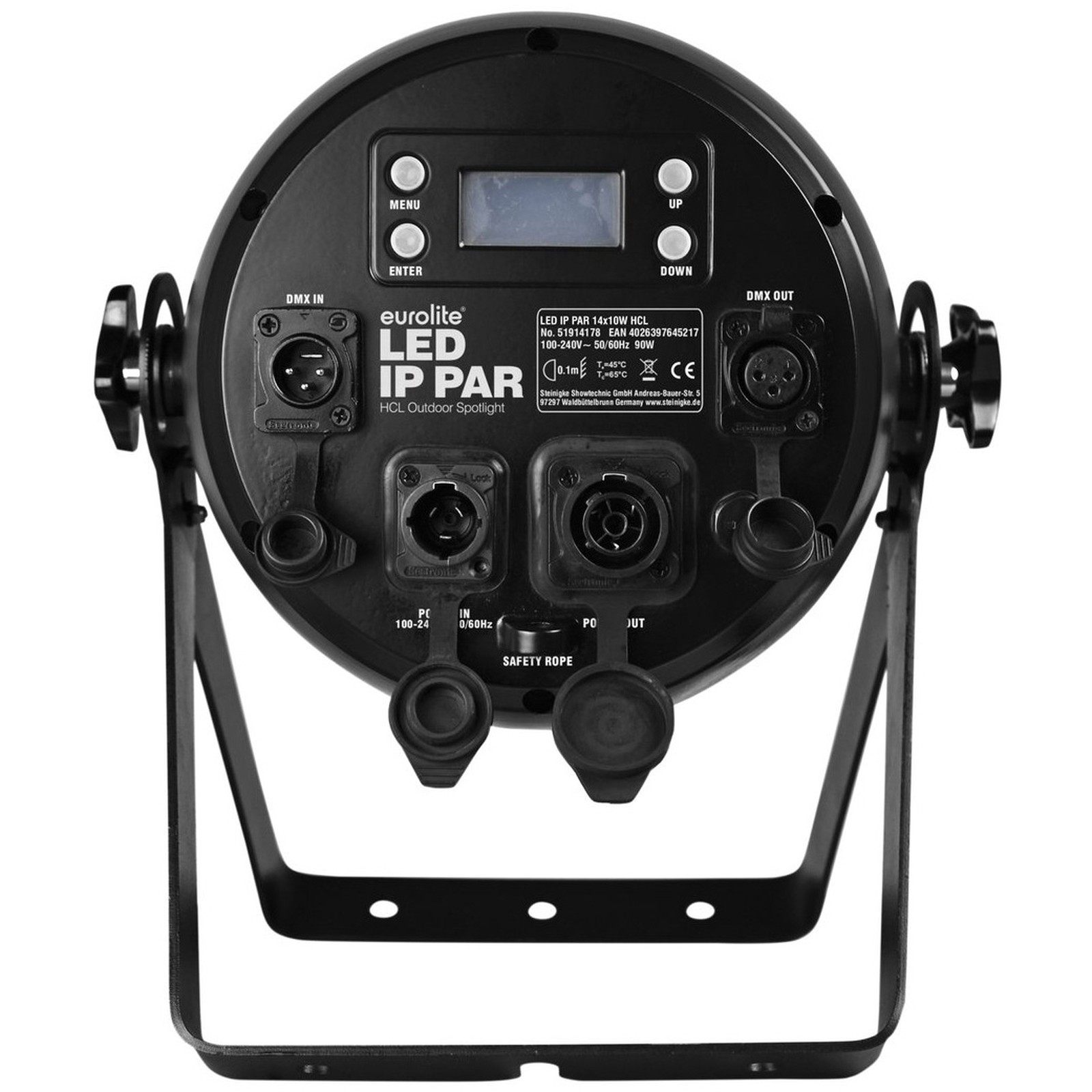Eurolite LED IP PAR 14x10W HCL Rückseite mit Bedienelementen