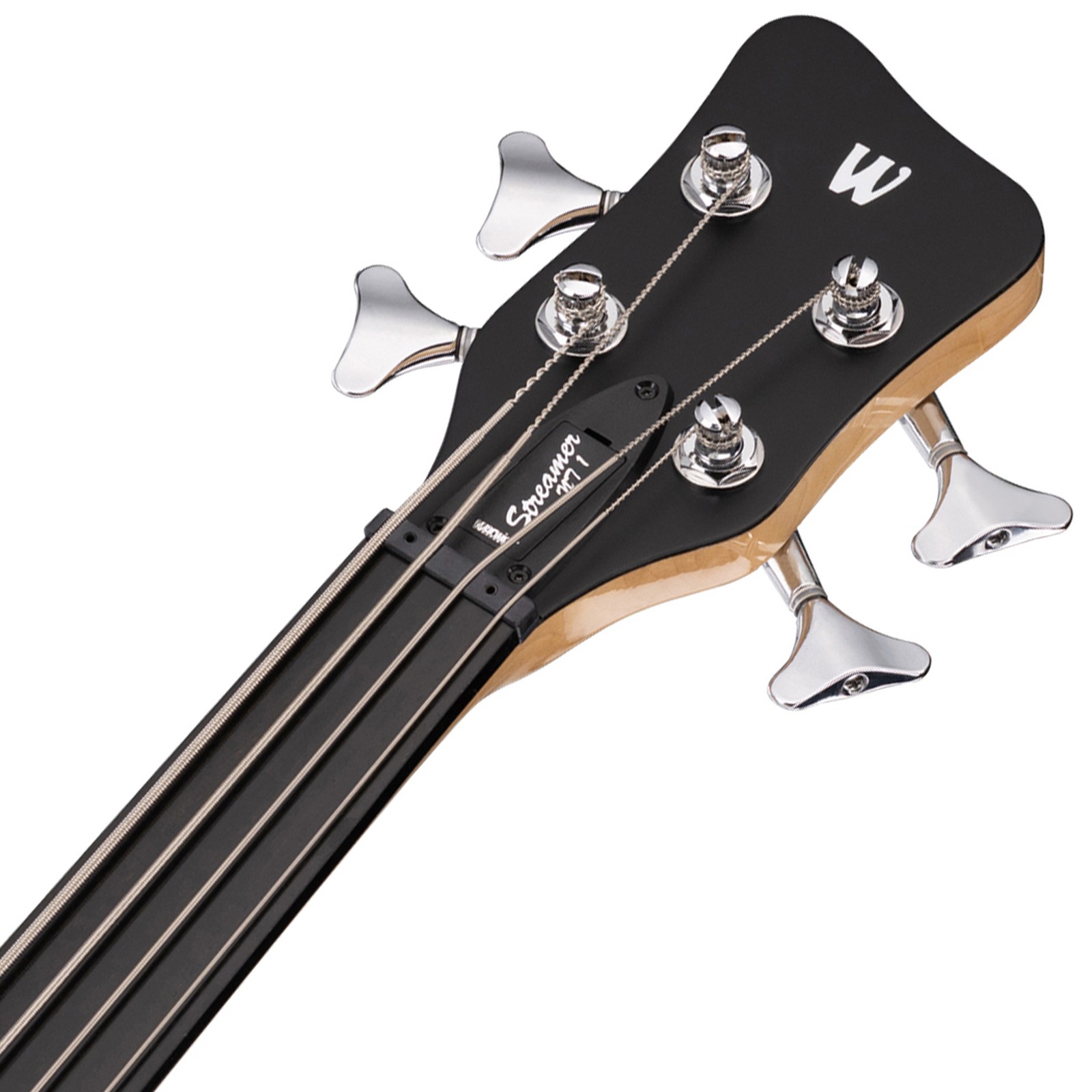Headstock, Warwick RockBass Streamer Neckthru 4 Fretless Natural, fretless bass guitar