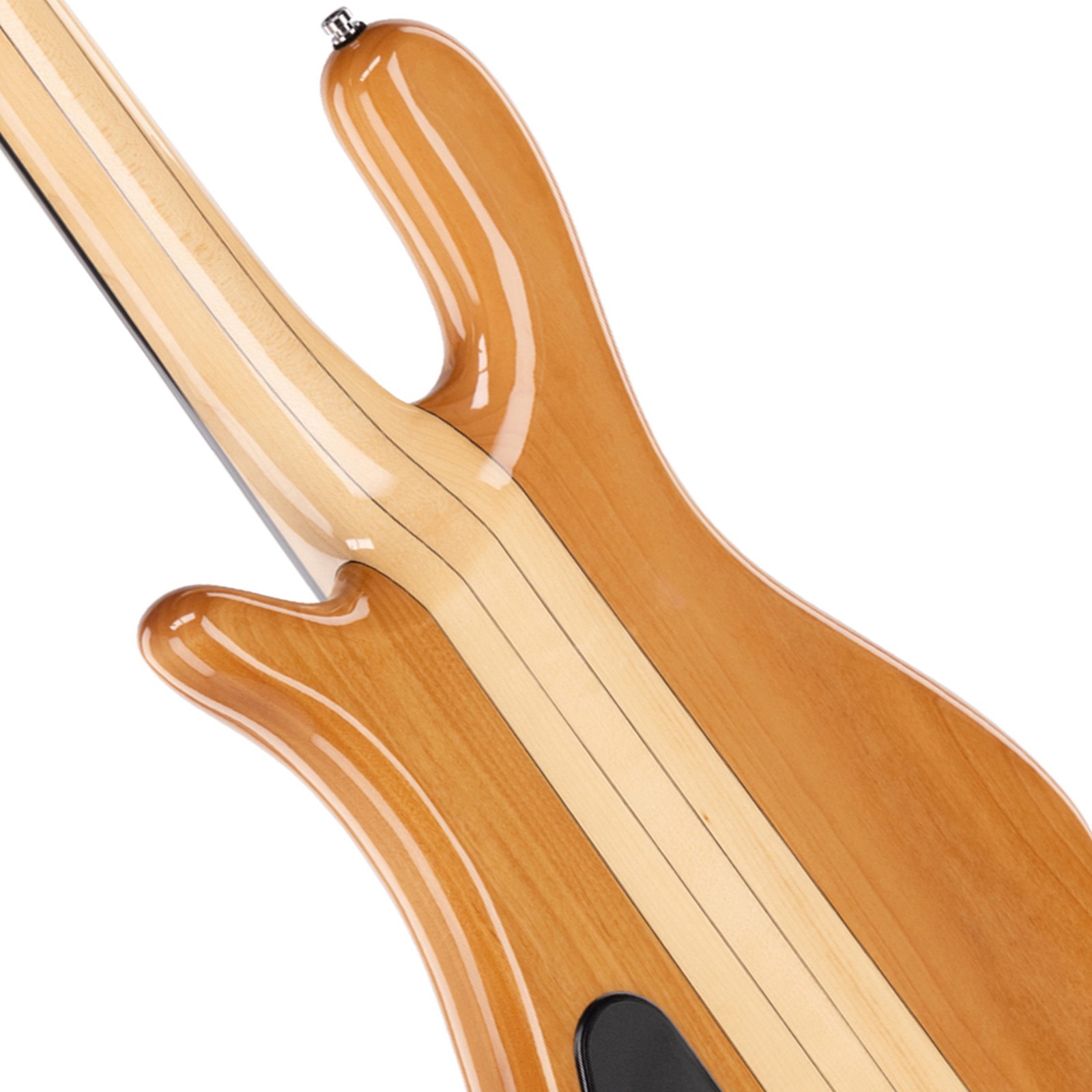 Rear view, Warwick RockBass Streamer Neckthru 4 Fretless Natural, fretless bass guitar