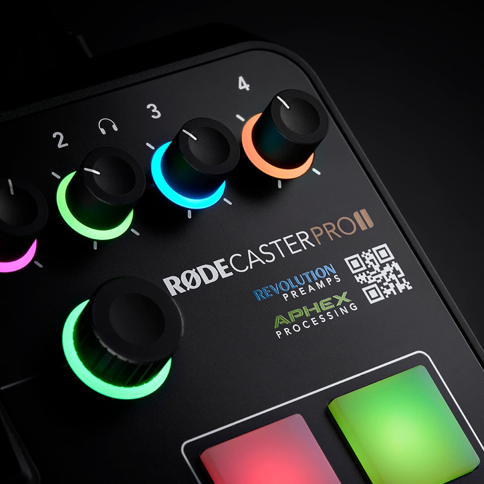 controls on the Rode Rodecaster Pro II