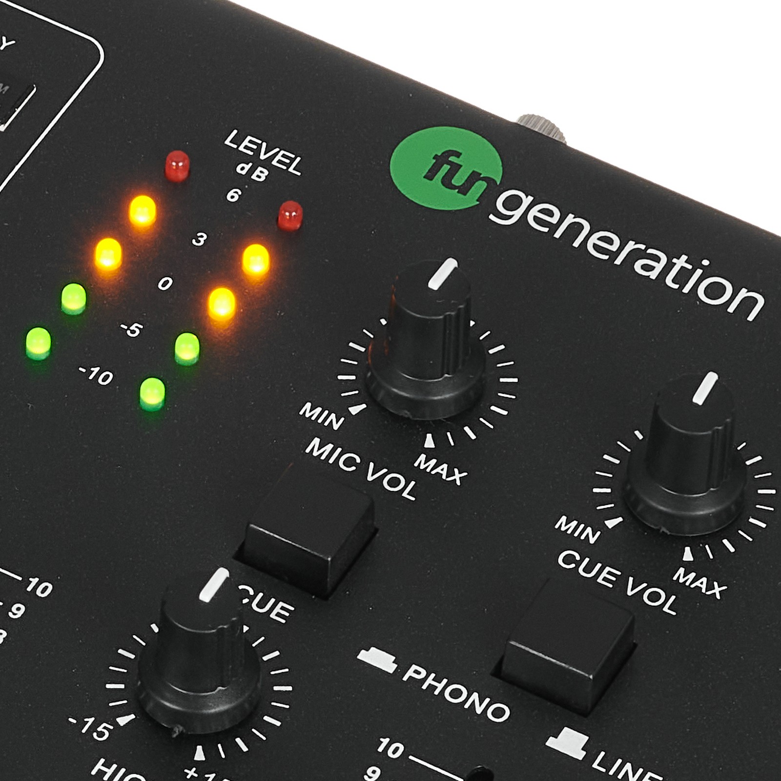 LED-Anzeige des Fun Generation USB Mix 2 DJ-Mixers