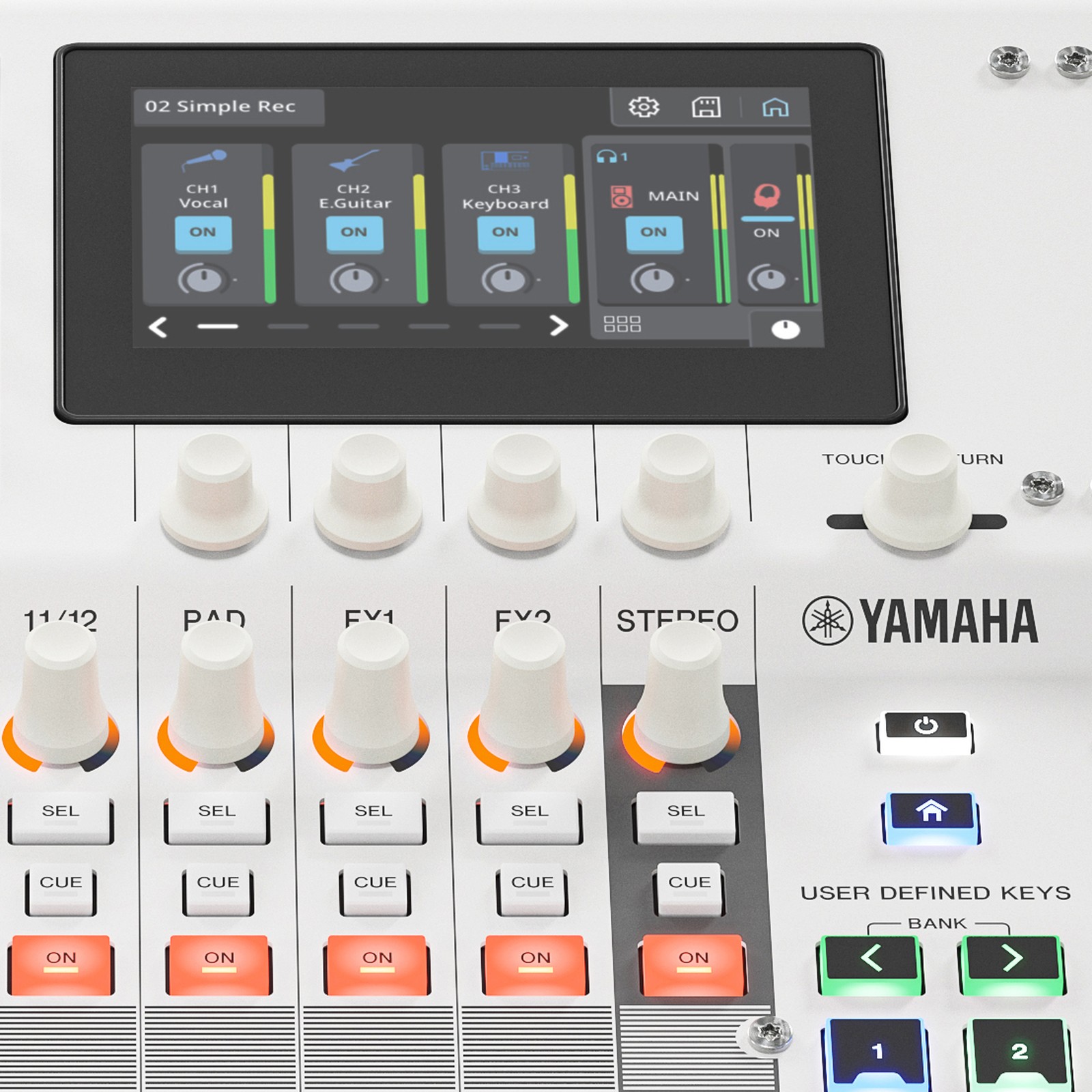 Display on the Yamaha MGX12V White, HDMI digital mixer