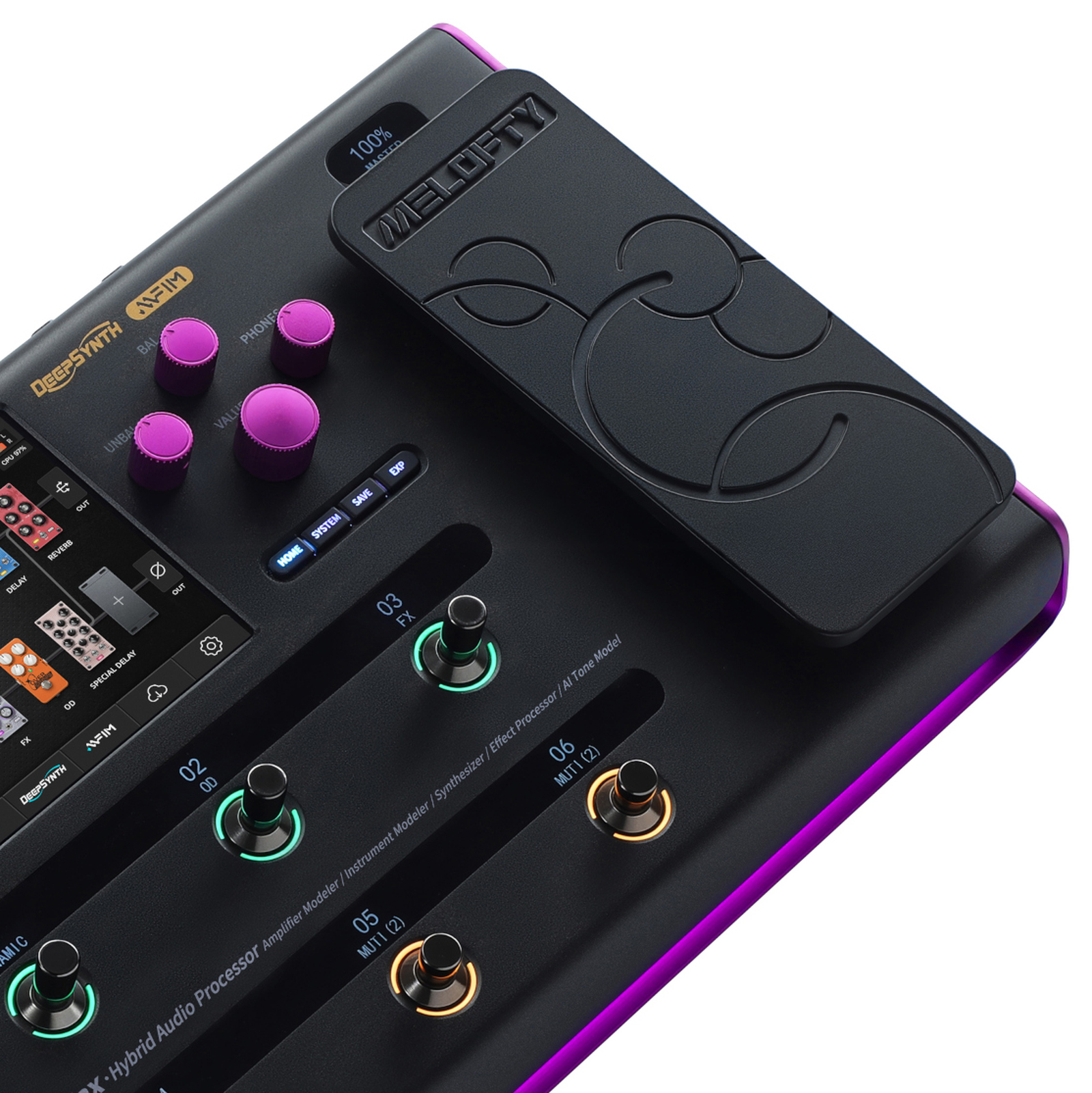 Pedal am Melofty Axom Max, Hybrider Audio-Prozessor für Gitarre