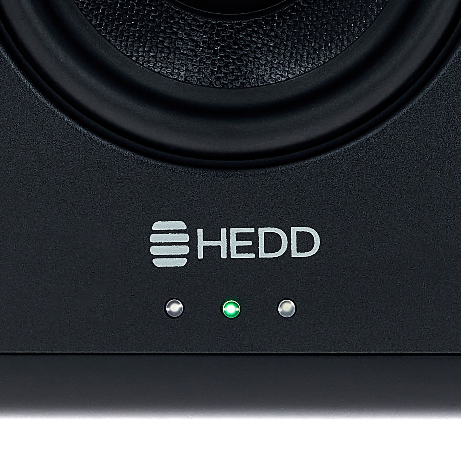 Manufacturer's logo on the HEDD Type 30 MK2, studio monitor speaker