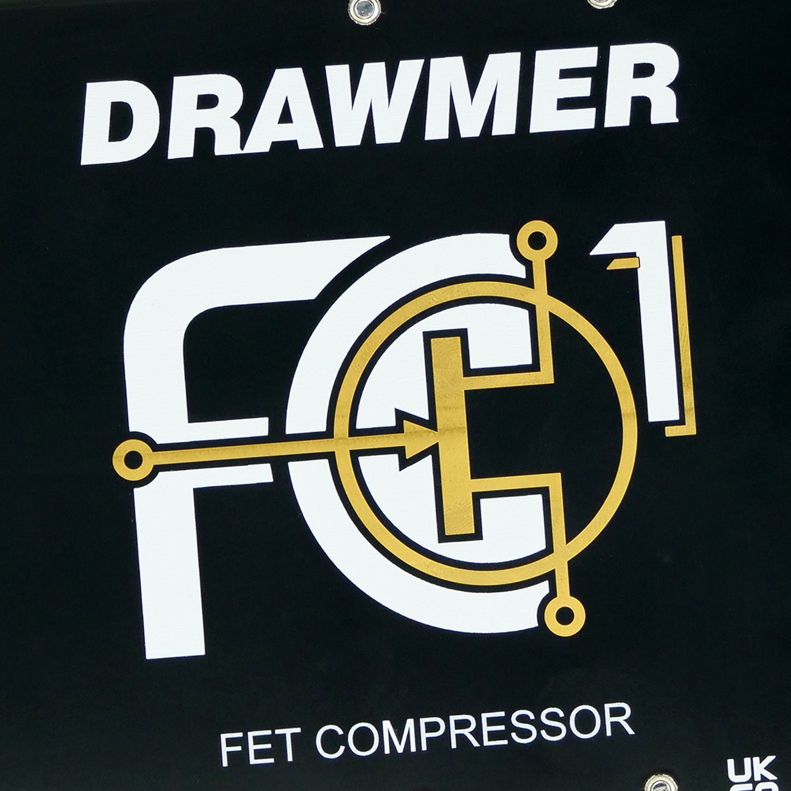Logo on the Drawmer FC1 FET Compressor, 500 Series module