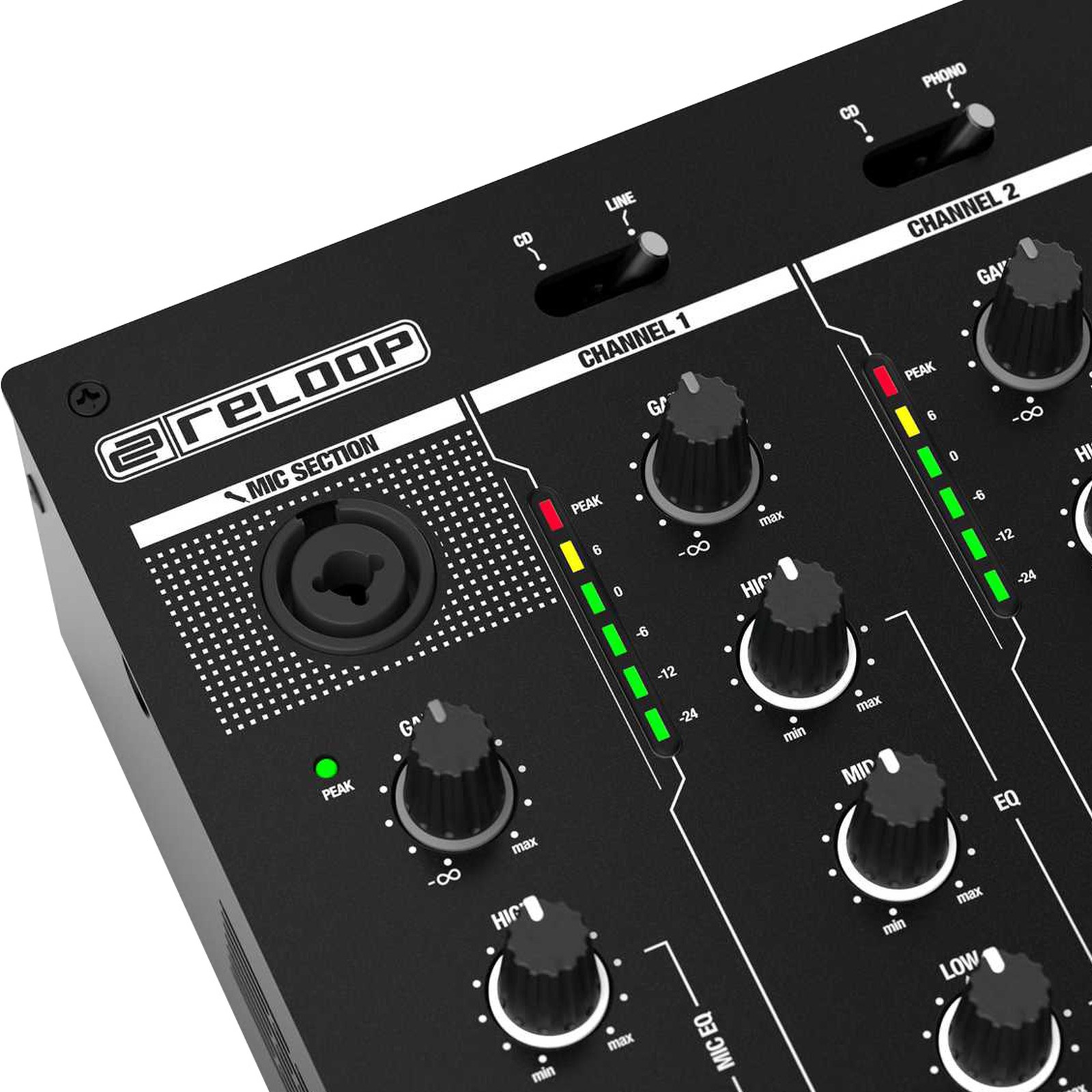 Reloop RMX-44BT DJ mixer controls