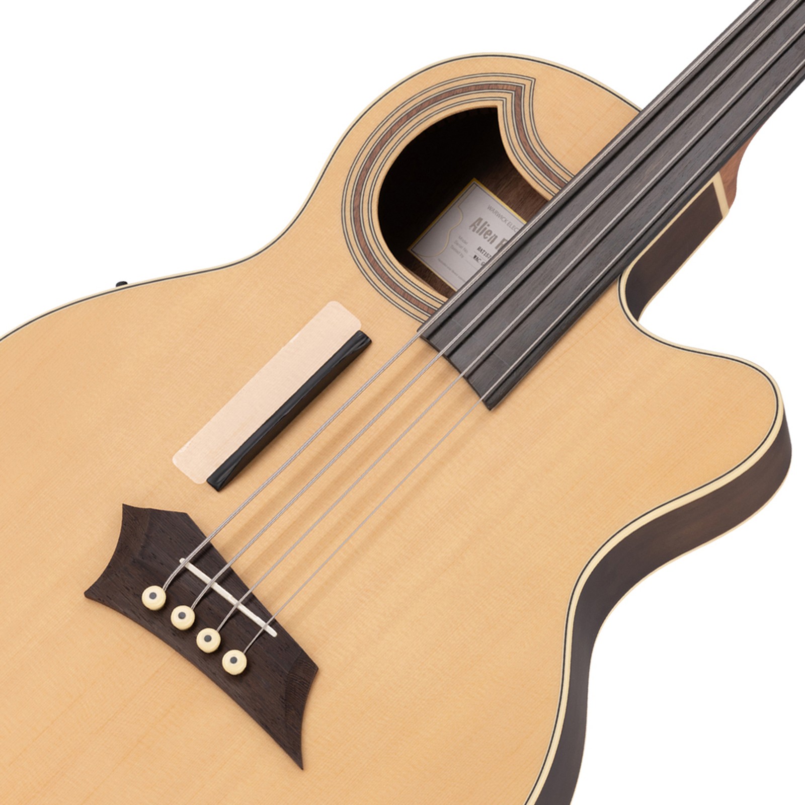 Top, Warwick Alien Deluxe 4 Hybrid Thinline Fretless, acoustic bass