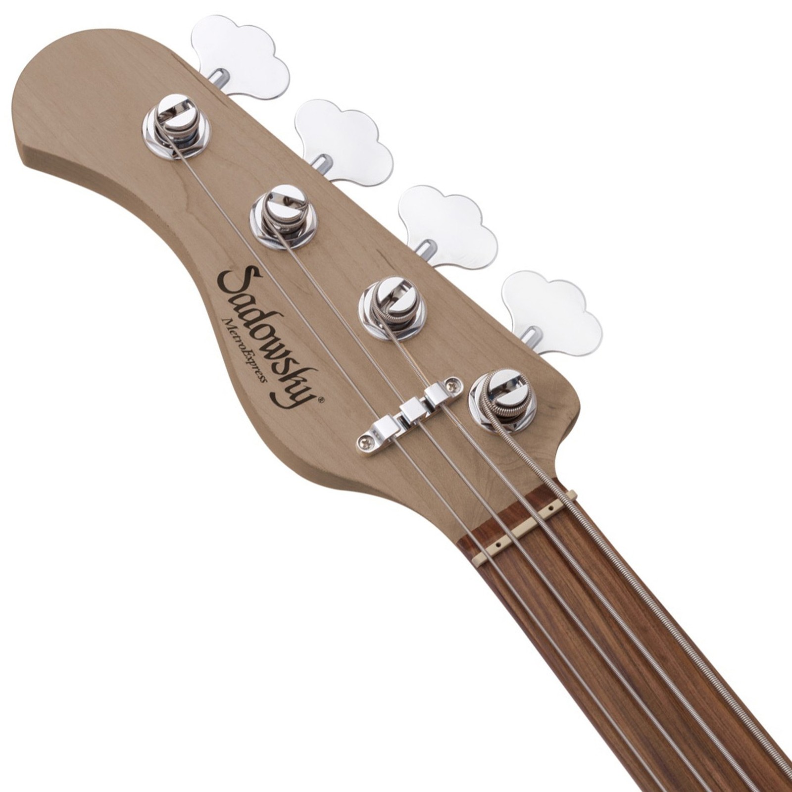 Headstock, Sadowsky MetroExpress 21 Hybrid PJ 4 Fretless Left-handed Black, bass guitar