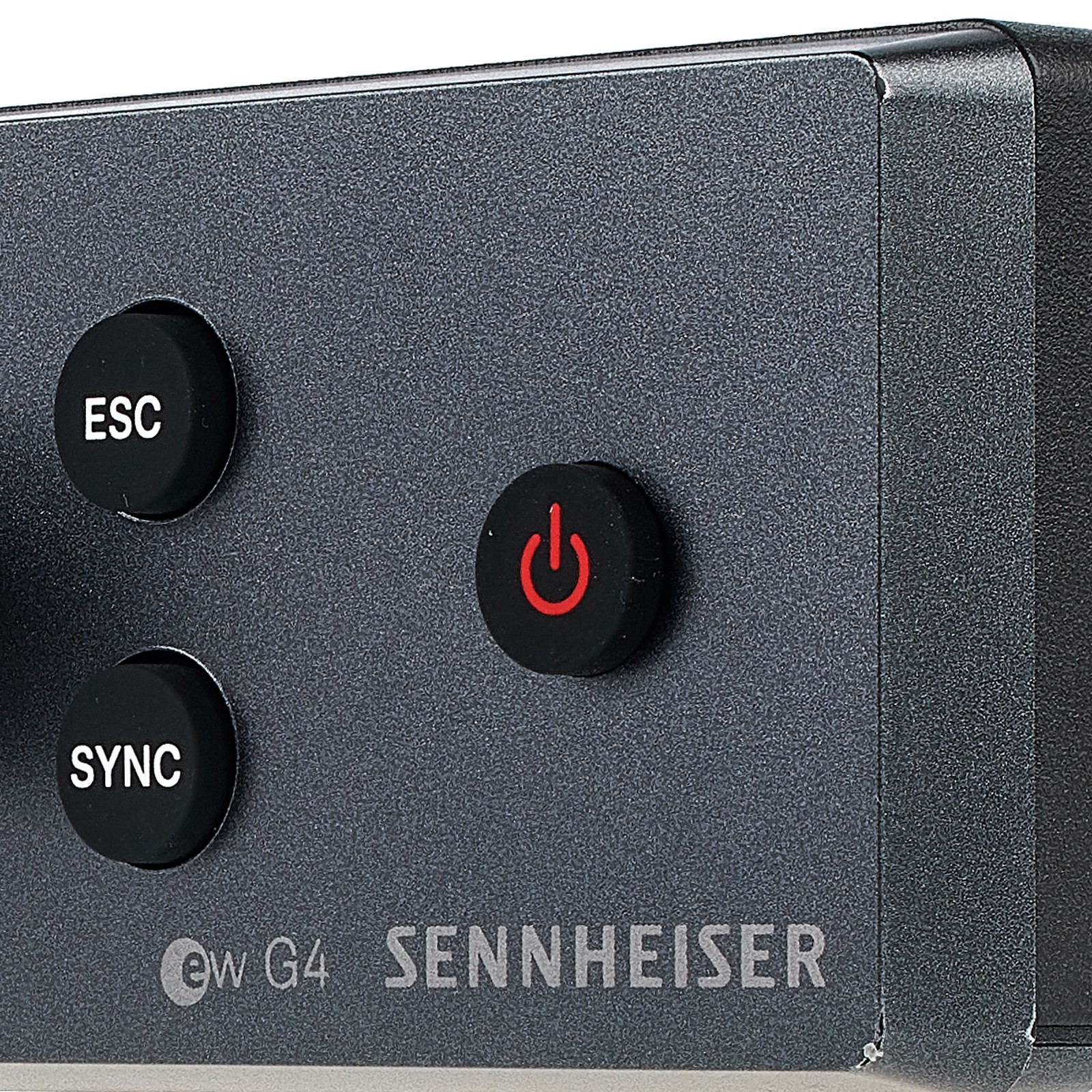 Manufacturer's logo on 9.5" transmitter (Sennheiser SR IEM G4)