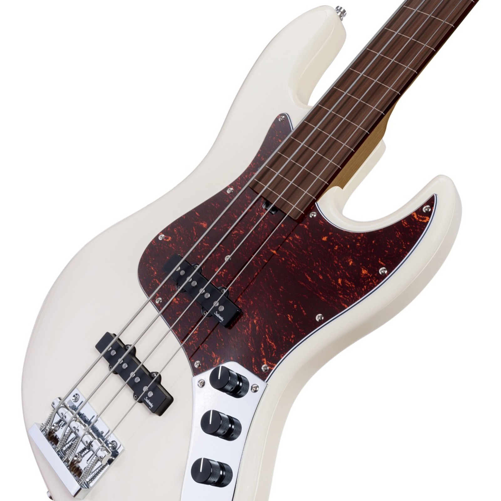 Pickups, Sadowsky MetroExpress 21 Vintage JJ 4 Fretless-with-lines White, fretless bass guitar