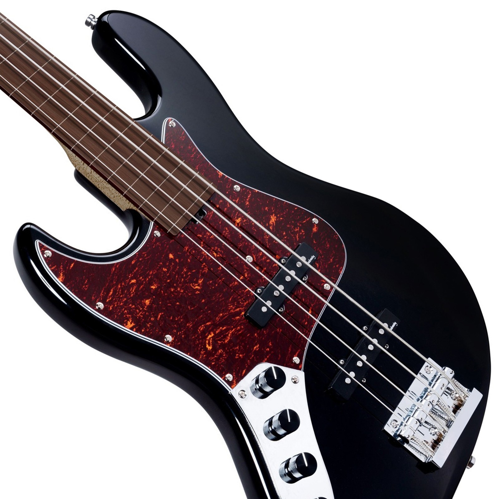 Single-coil pickups, Sadowsky MetroExpress 21 Vintage JJ 4 Fretless-with-lines Left-Handed Black, fretless bass guitar