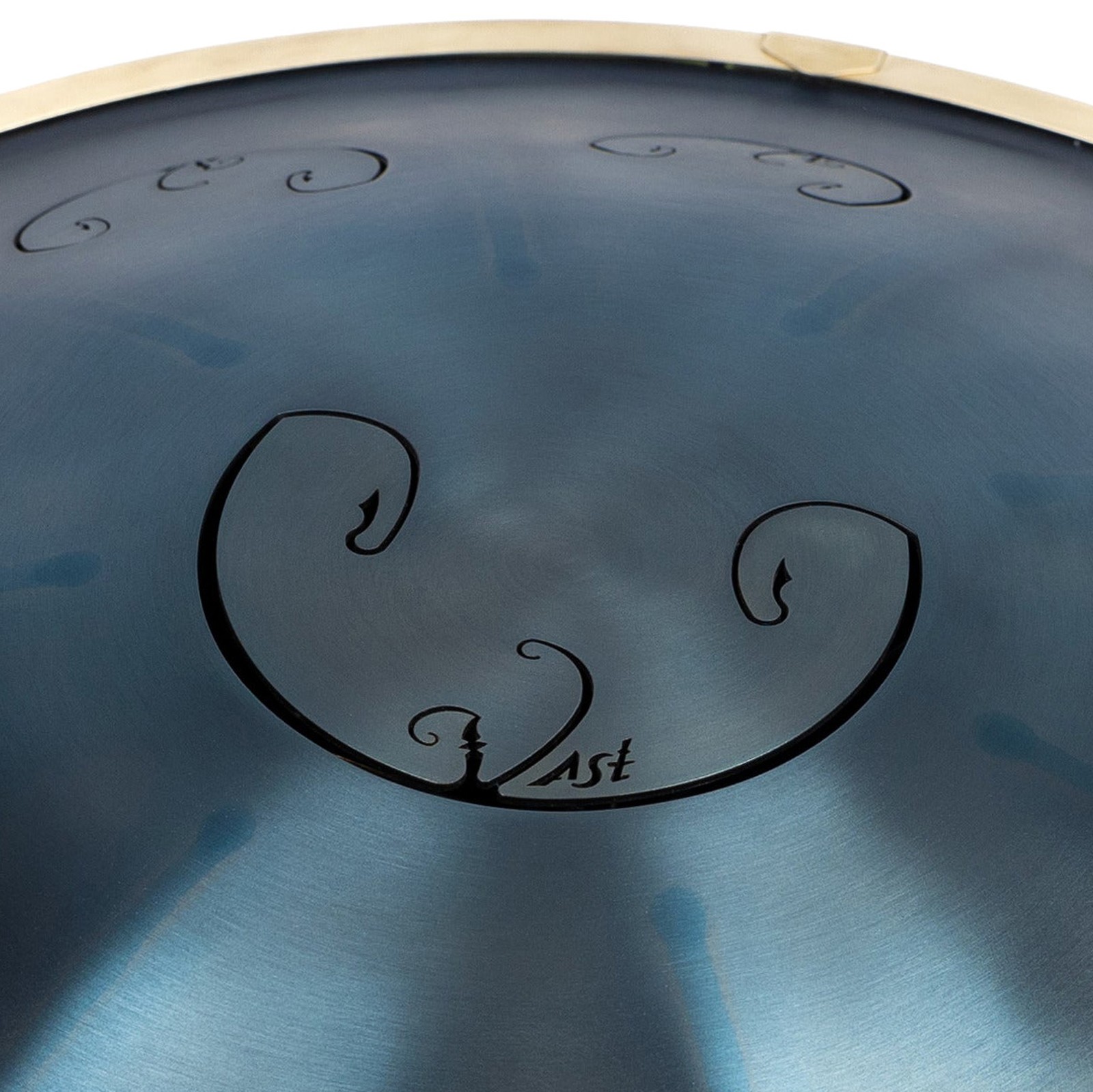 Detailansicht der RAV Vast D Celtic Minor 432Hz Zungentrommel in Handpan-Optik