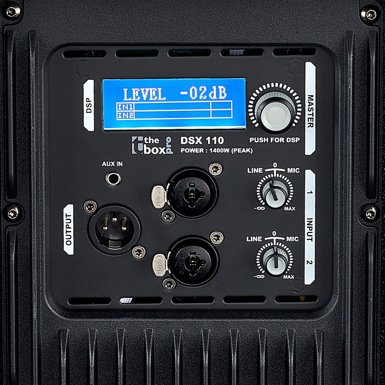the box pro DSX 110 PA speaker, control panel with display