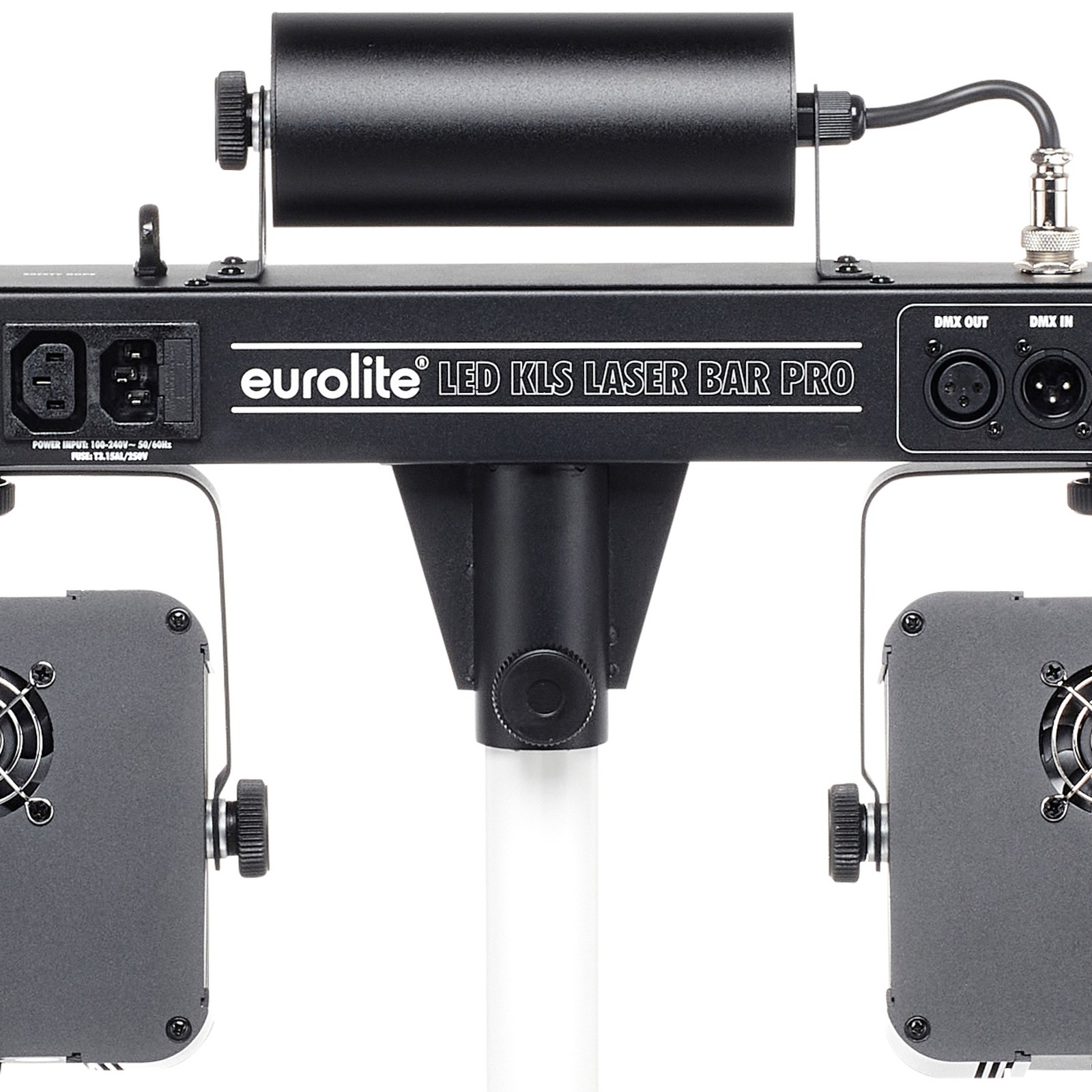 Stativanschluss und Laser auf dem Eurolite LED KLS Laser Bar Pro FX-Set von hinten