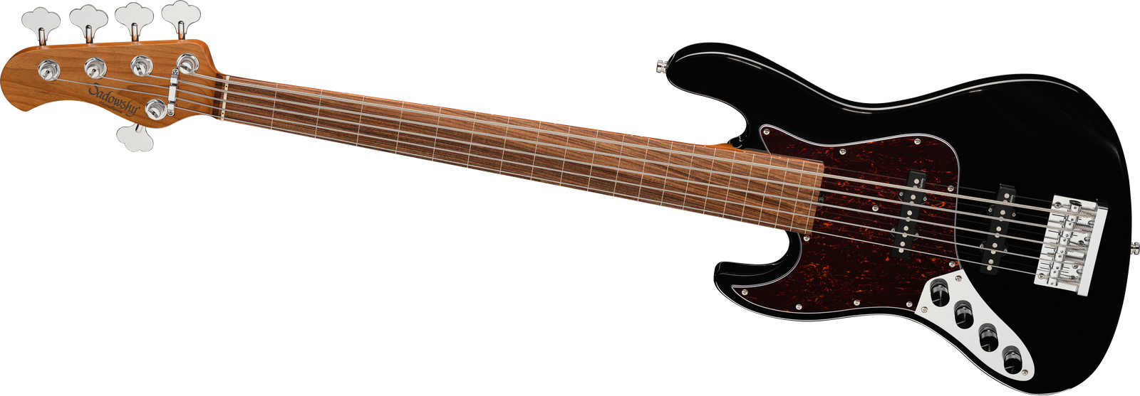 Sadowsky MetroExpress 21 Vintage JJ 5 Fretless-with-lines Black Left-Handed, fretless five-string bass guitar