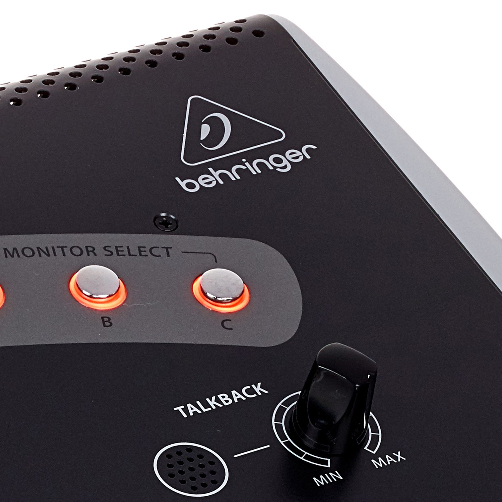 Detail view of the Behringer Control2USB Studio Monitor Controller with integrated USB Audio Interface