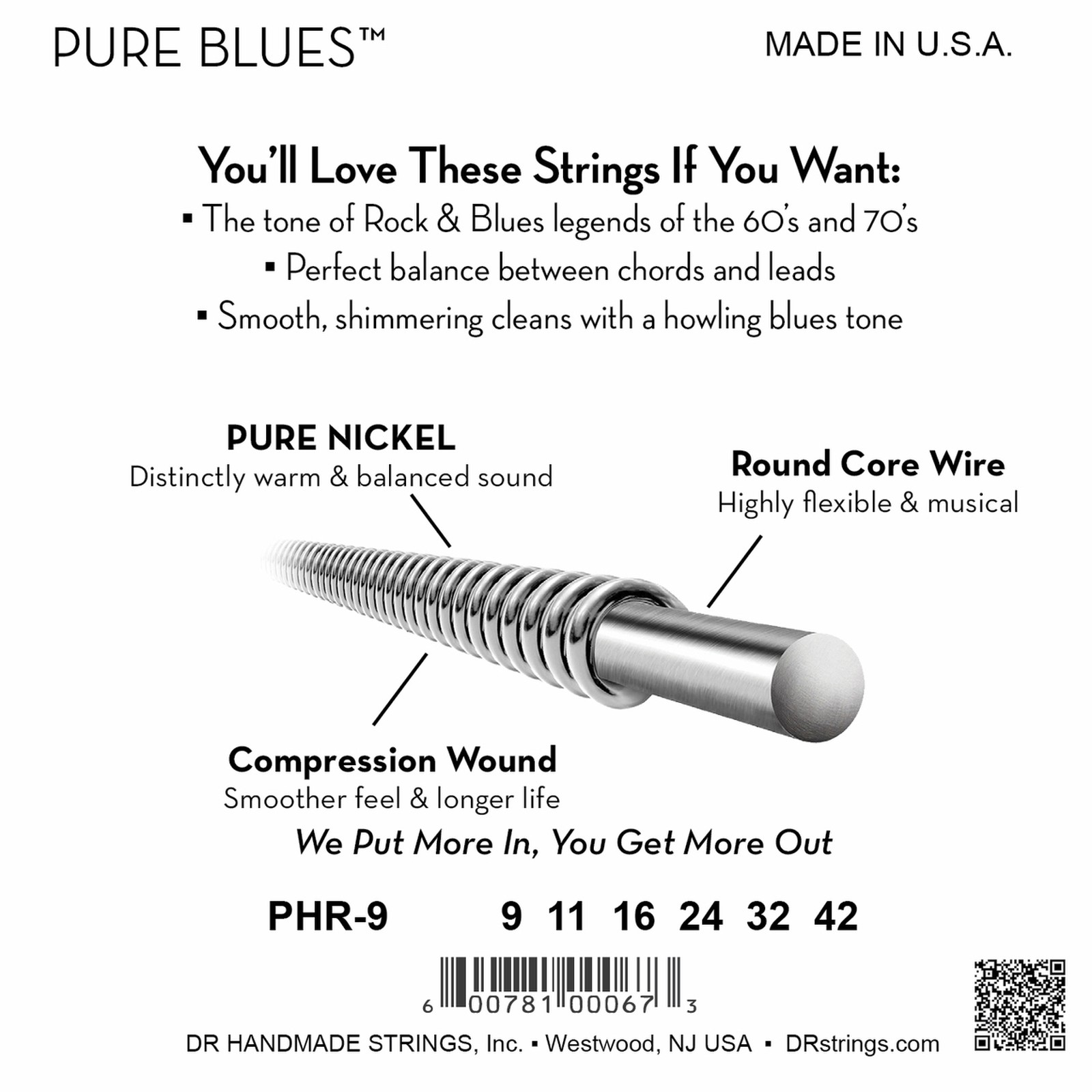 DR Strings Pure Blues PHR-9 E-Gitarren Saiten