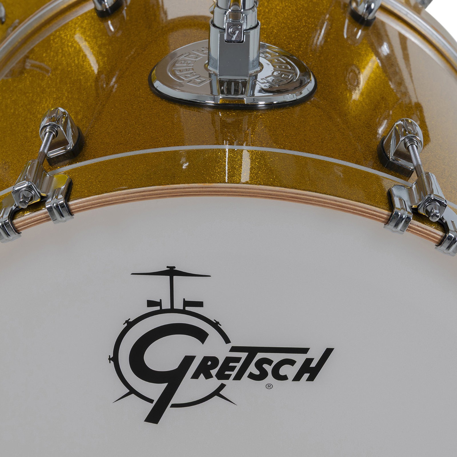Herstellerbadge auf Gretsch Catalina Maple Bassdrum