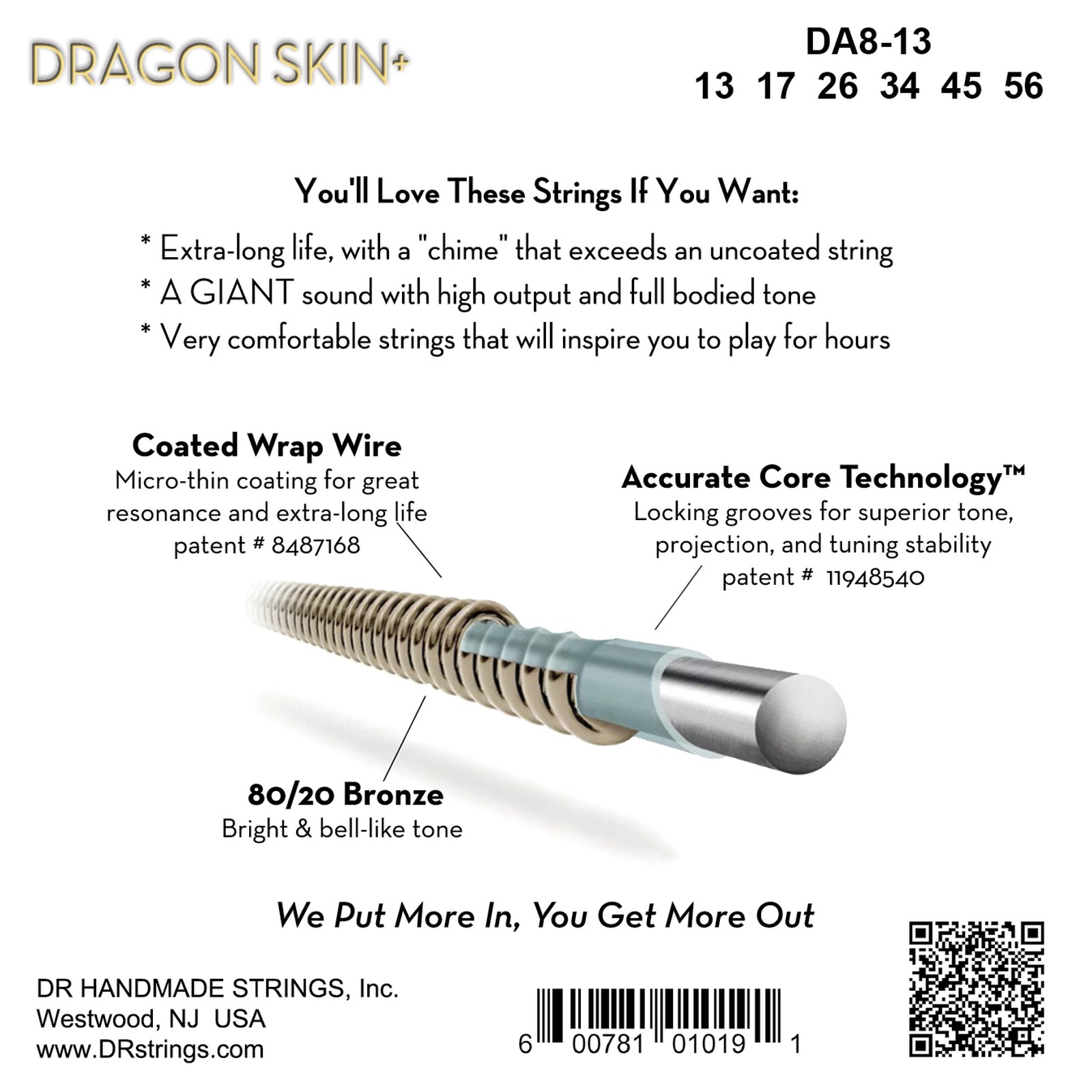 Packaging, DR Strings Dragon Skin+ DA8-13 Coated