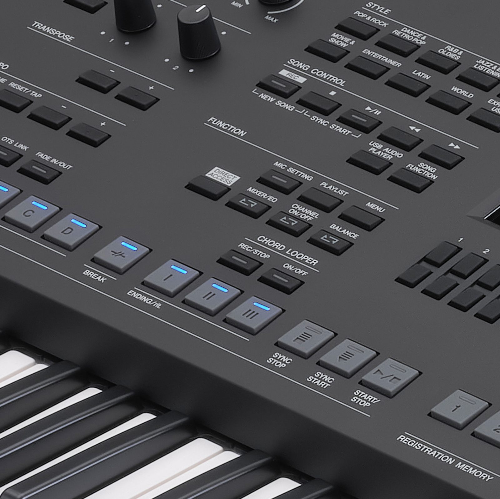 Yamaha PSR-SX620 Keyboard, Performance-Steuerelemente