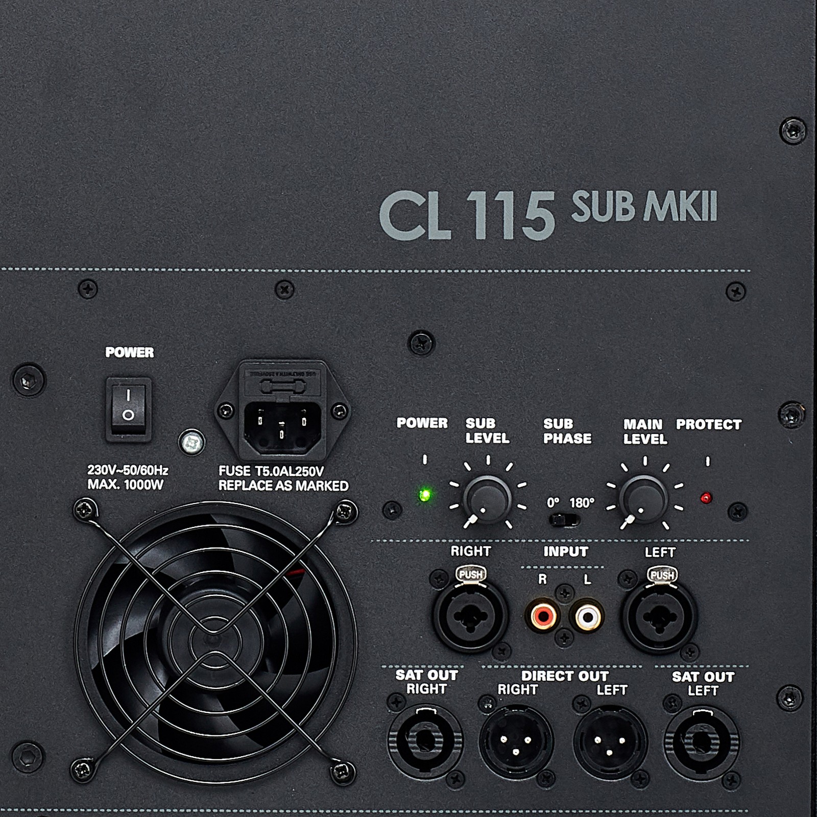 Anschlüsse und Regler am the box CL 115 Sub MK II Aktiver 15" Subwoofer