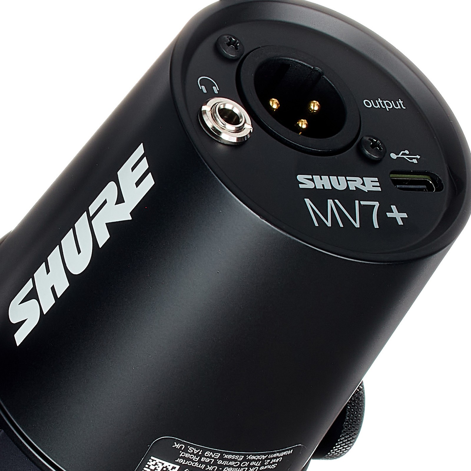 Shure MV7+, dual connection microphone with XLR and USB sockets