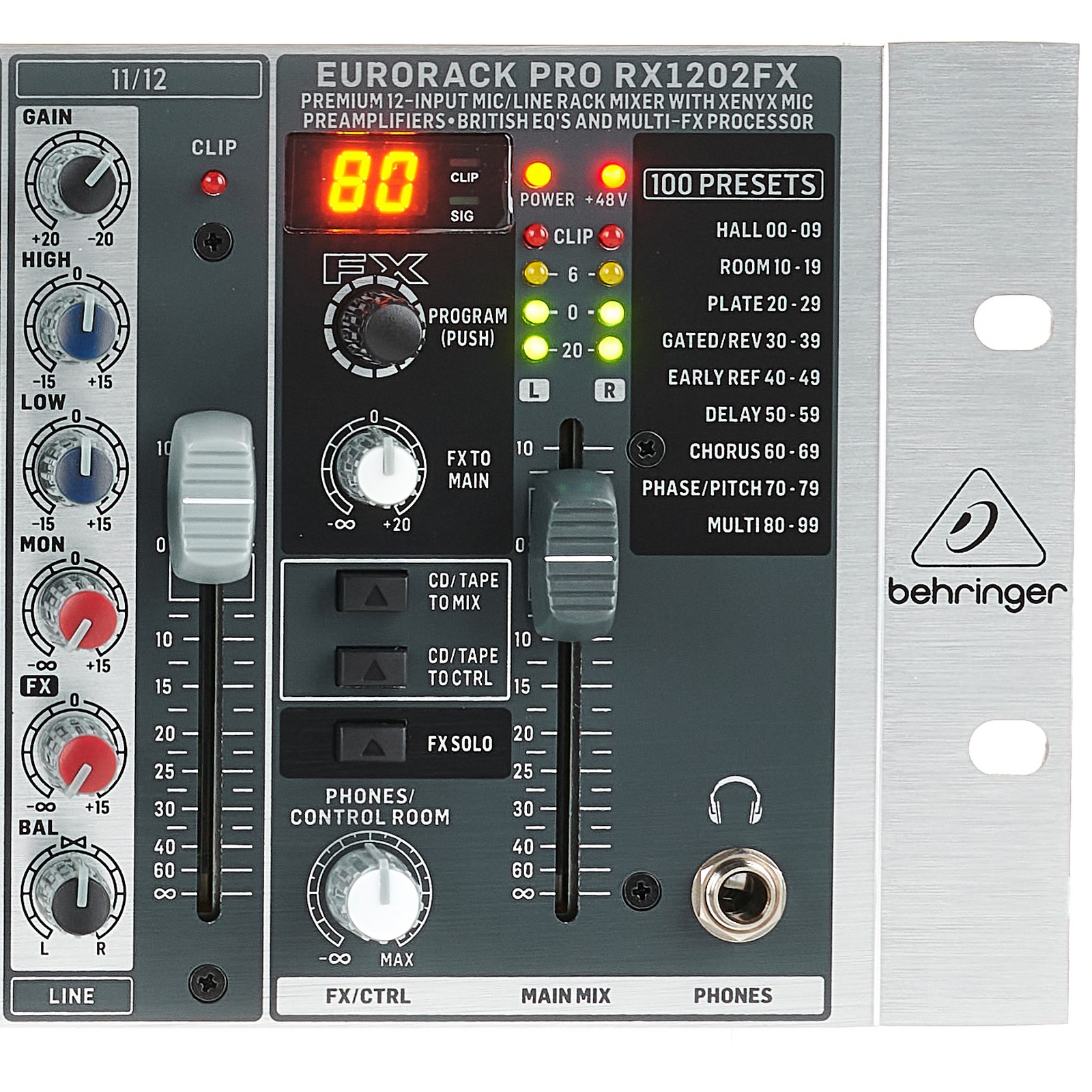 Behringer Logo am RX 1202 FX V2 12-Kanal Rackmixer