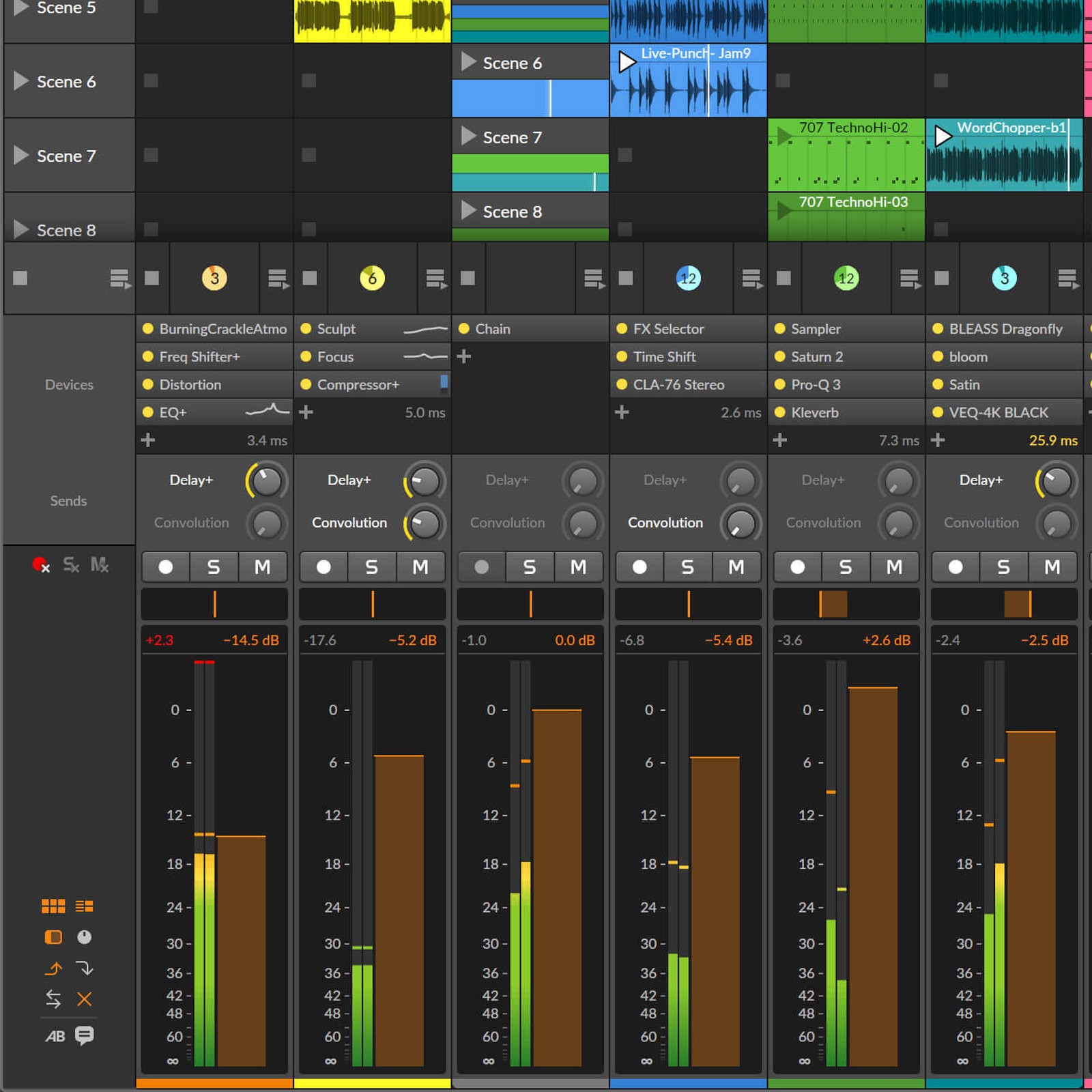 Bitwig Studio Mixer Screen