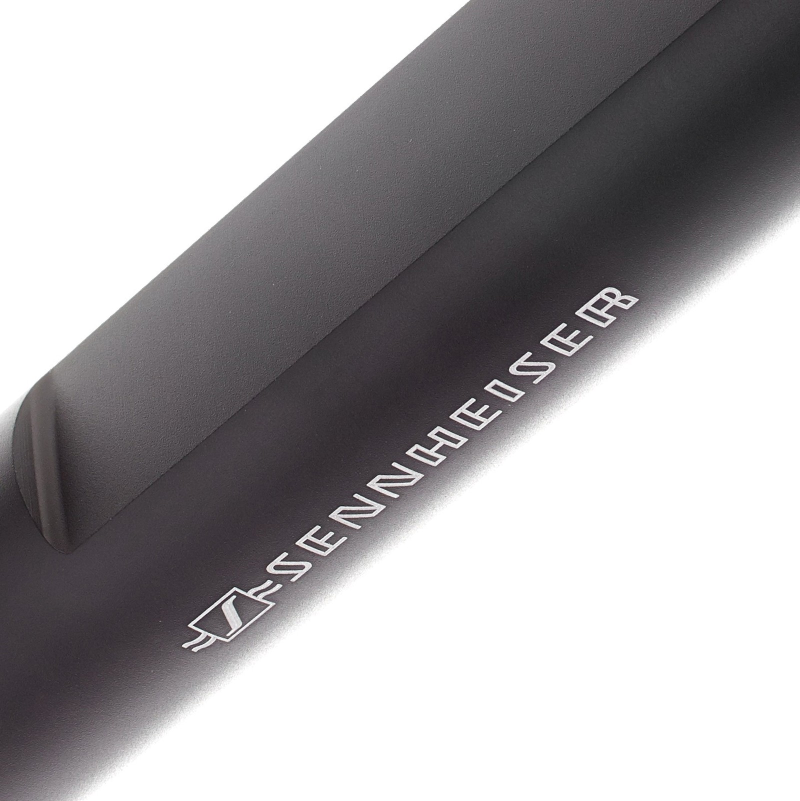 Sennheiser logo on the metal housing of the Sennheiser MKH 50 P48