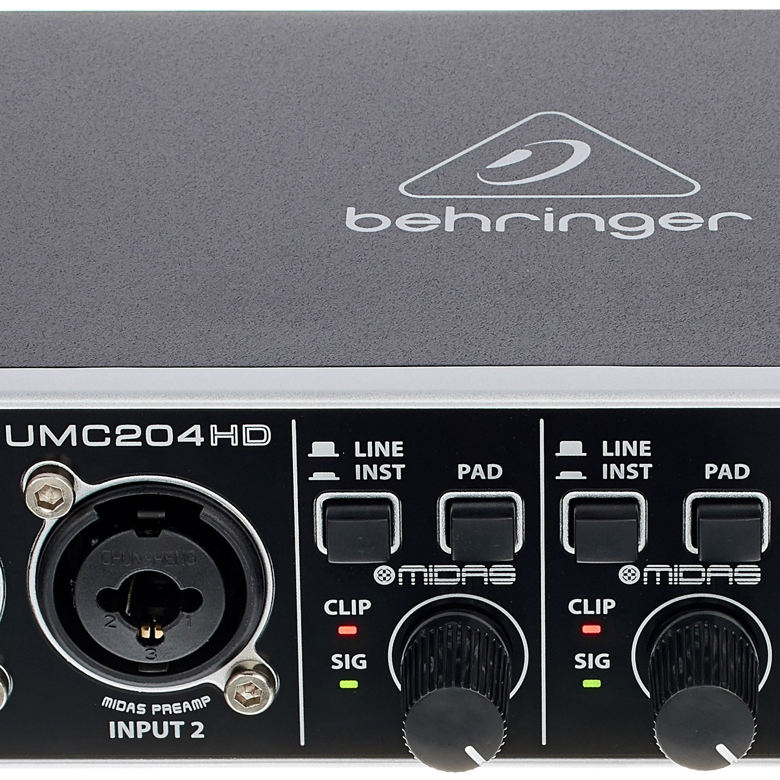 Behringer logo on the U-Phoria UMC204HD USB Audio Interface