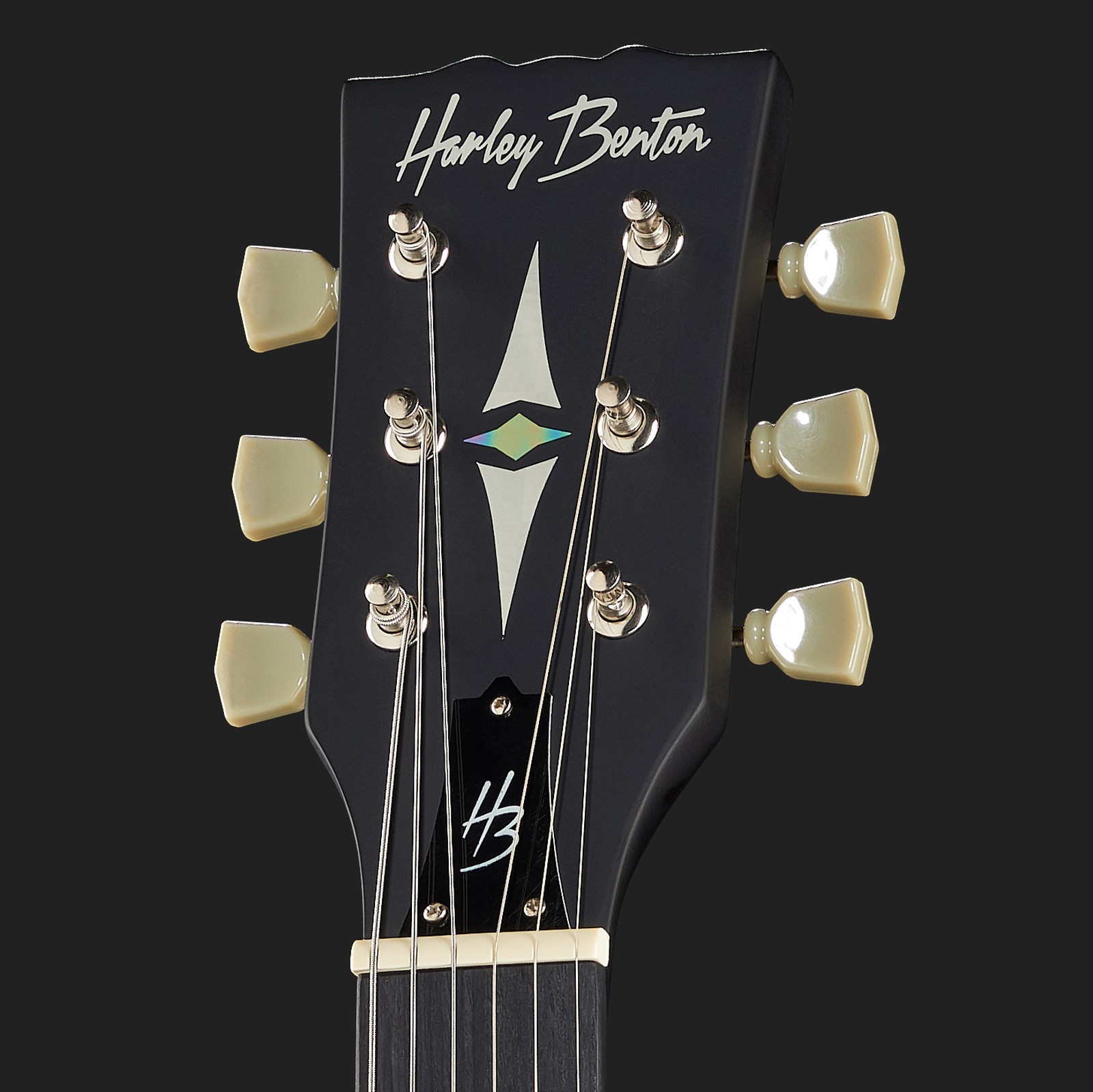 Harley Benton SC-400 schwarz Kopfplatte Logo