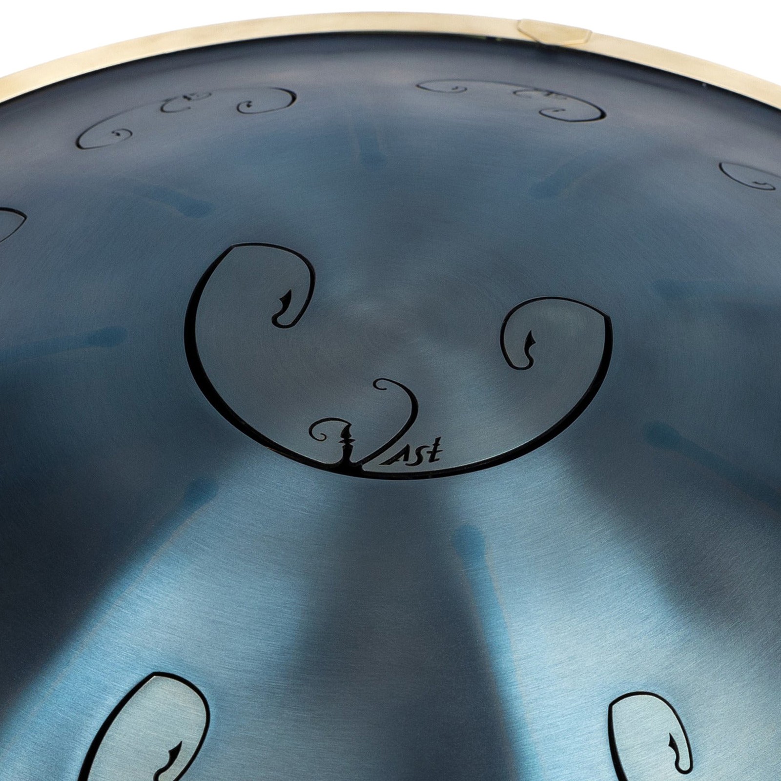 Detailansicht der RAV Vast G Pygmy 432 Hz Zungentrommel in Handpan-Optik