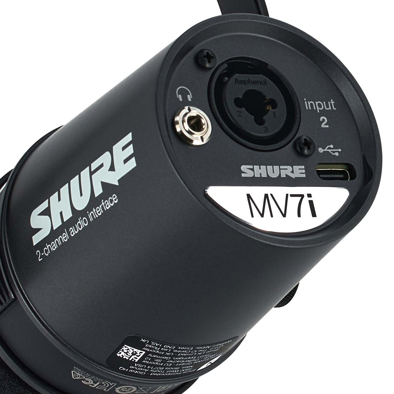 Connection ports of the Shure MV7i USB‑C microphone