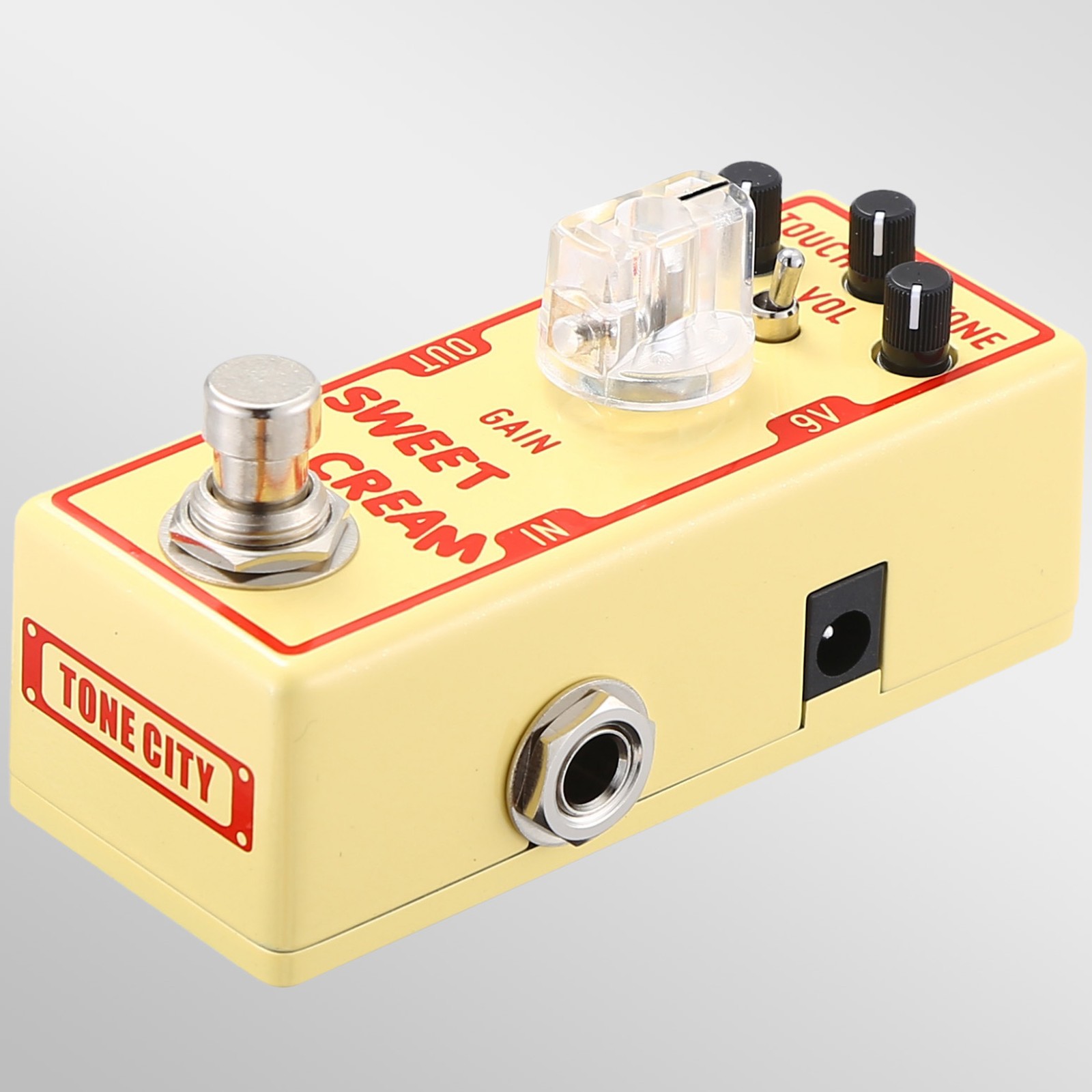 Tone City Sweet Cream V2 low-gain overdrive, side view