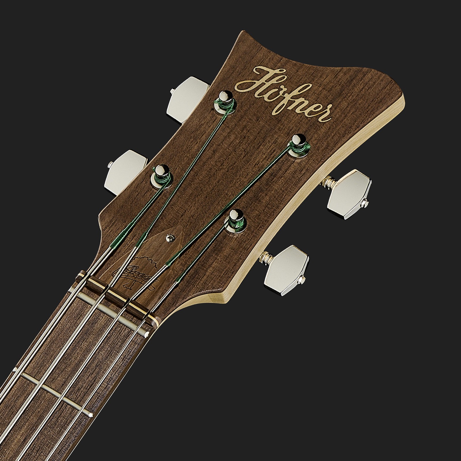 Höfner H500/1-HGL Green Line, violin bass, headstock