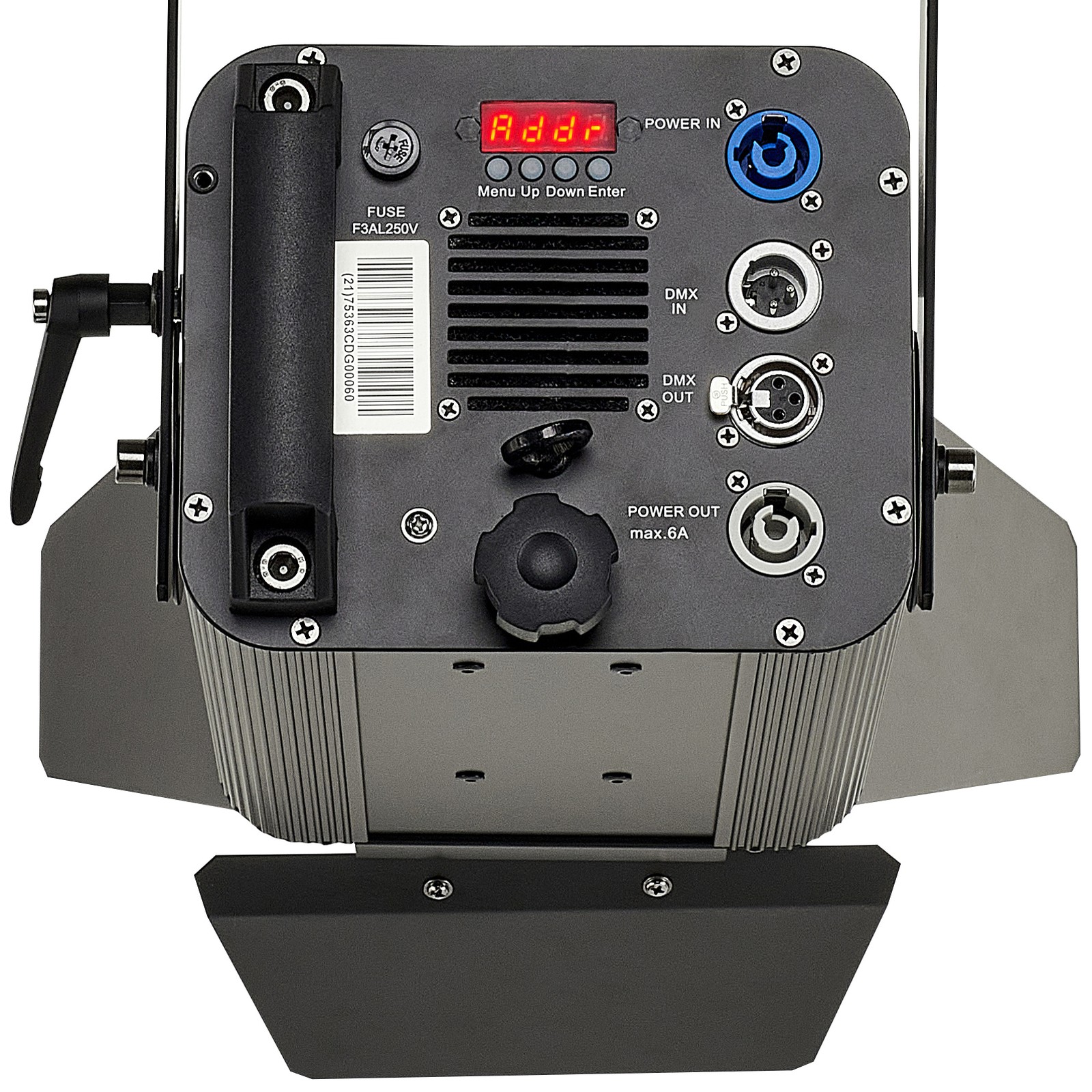 Varytec 120 FC LED Theaterscheinwerfer Rückseite mit Bedienelementen
