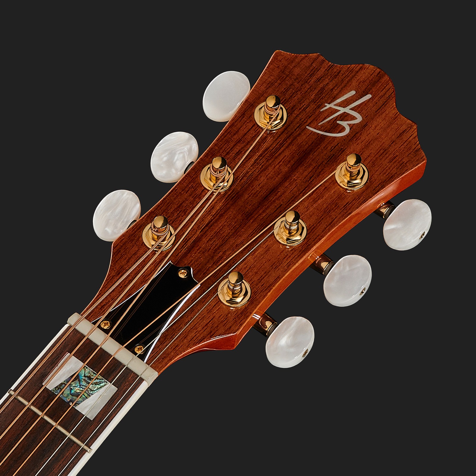 Kopfplatte der Harley Benton CLJ-503CE WN Westerngitarre mit Tonabnehmer
