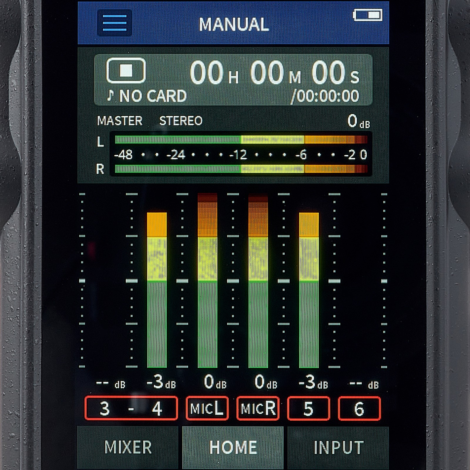 Tascam multi-track recorder level meter