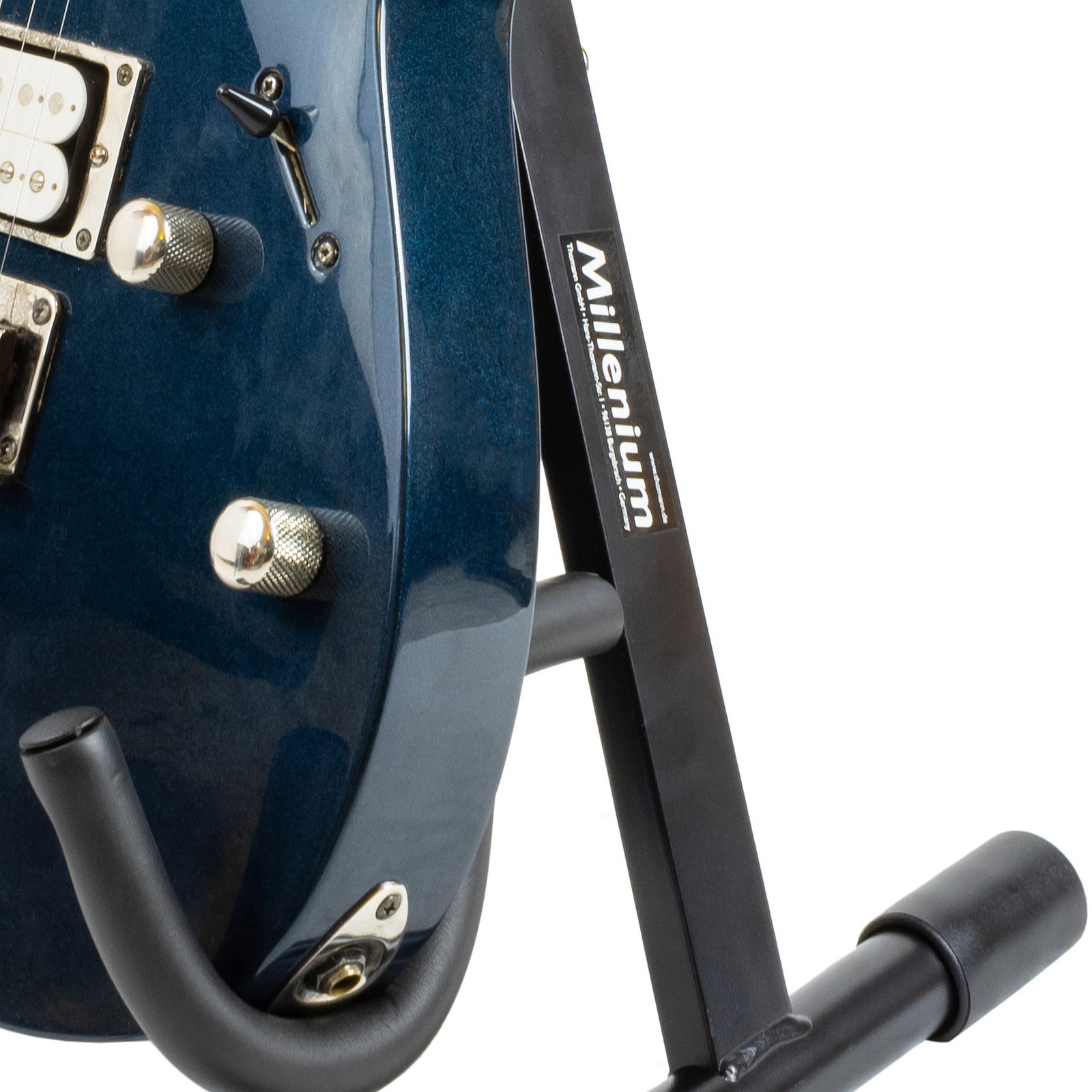 side of the Millenium GS-2001 E with an Ibanez RG electric guitar