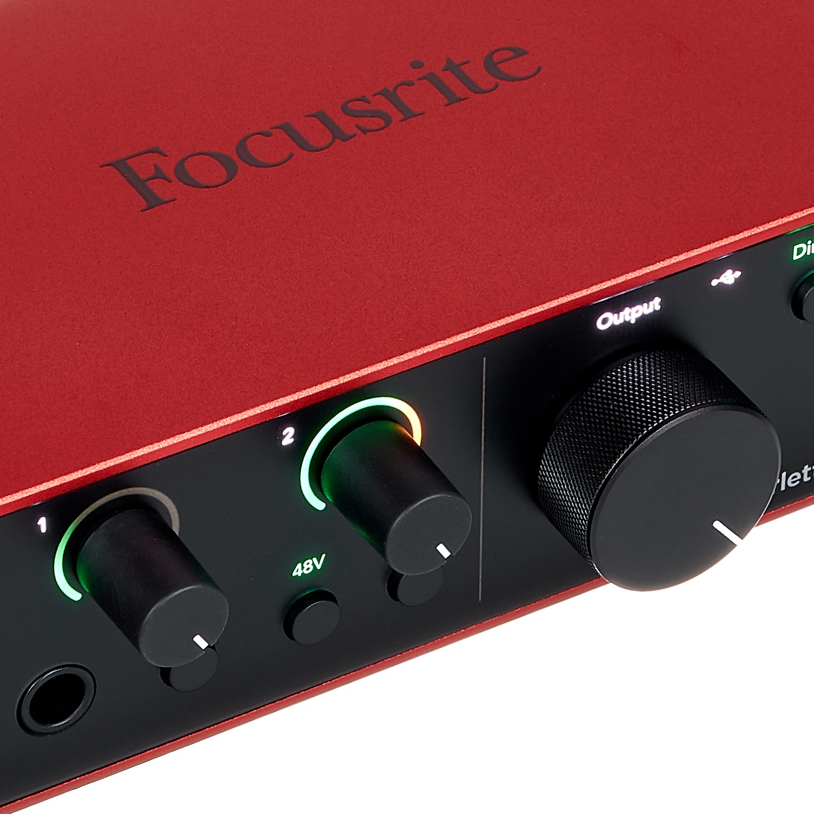 Detailansicht des Focusrite Scarlett Solo 4th Gen. 2-Kanal USB2.0 Audiointerface mit USB-C Anschluss