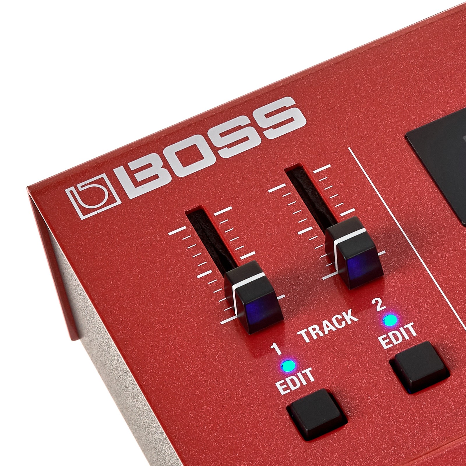 Faders on the Boss RC-500 Loop Station Effects pedal for electric guitar and electric bass