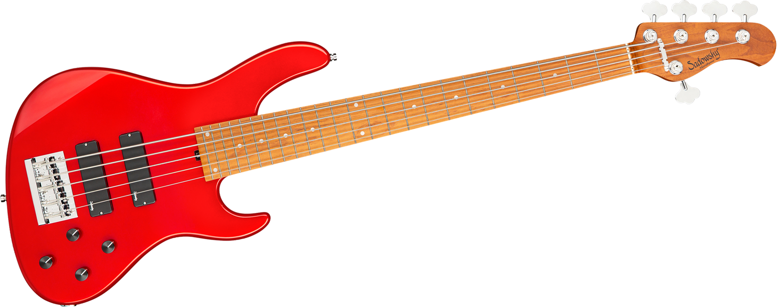 Sadowsky MetroExpress 24 Modern 5 Maple Candy Apple Red, five-string bass guitar
