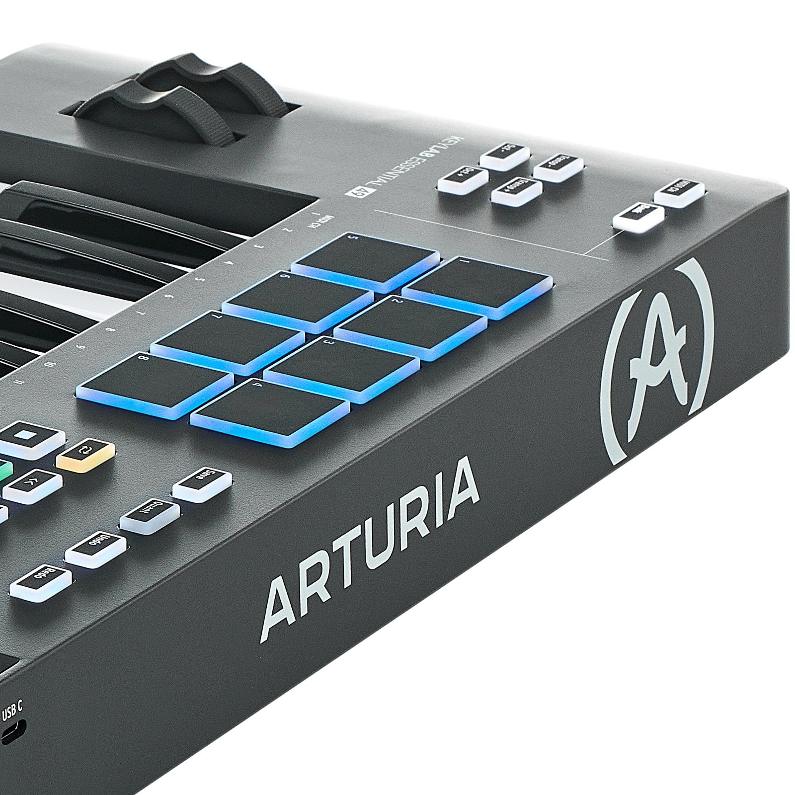 Arturia logo on the back of the Arturia KeyLab Essential 49 MK3 Black