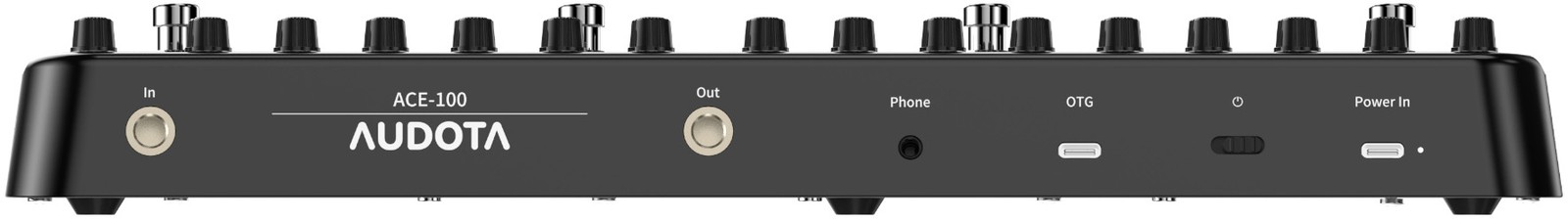 Anschlüsse auf der Rückseite des Audota ACE-100 Combined Effects Pedal 