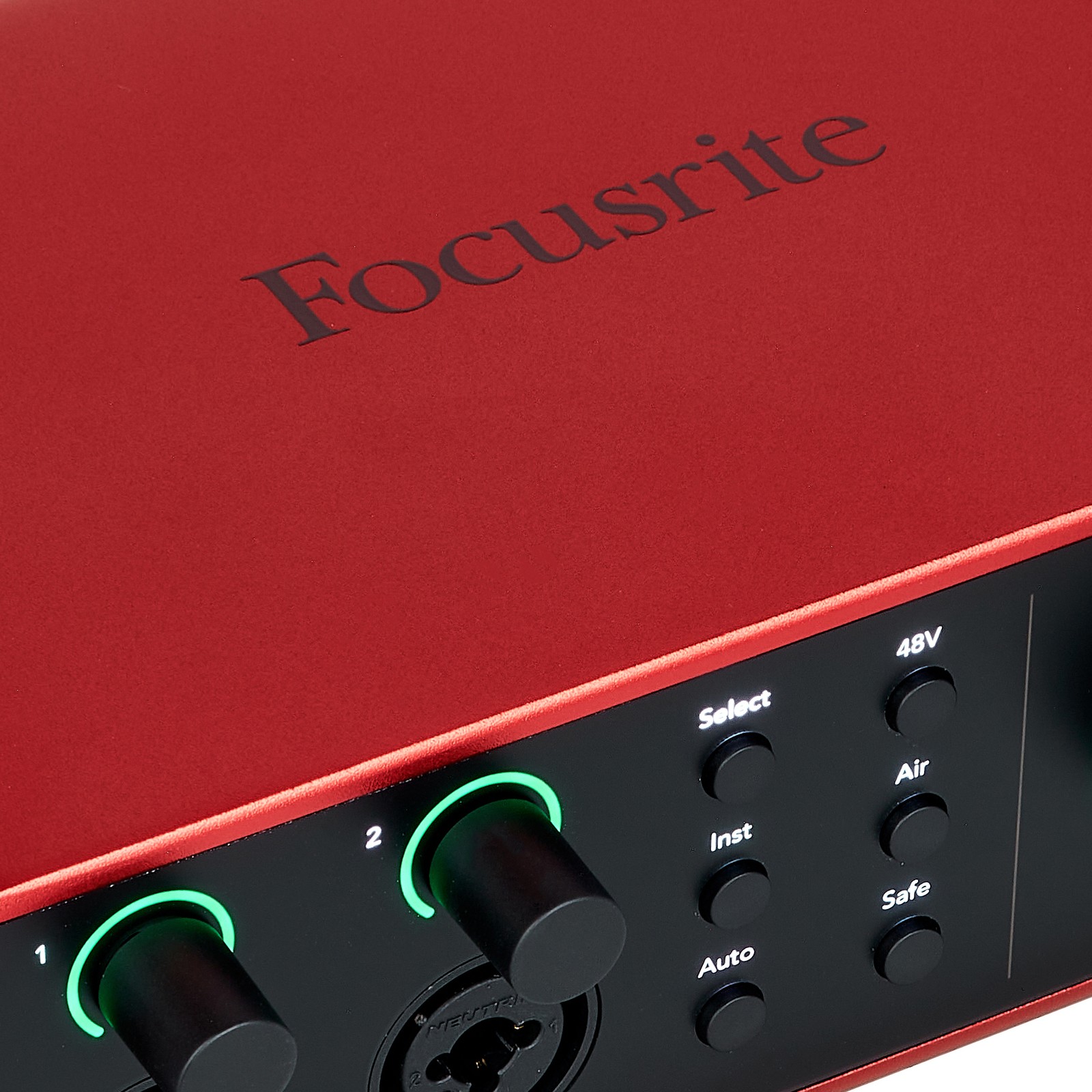 Detailed view of the Focusrite Scarlett 4i4 4th Generation 4-channel audio interface