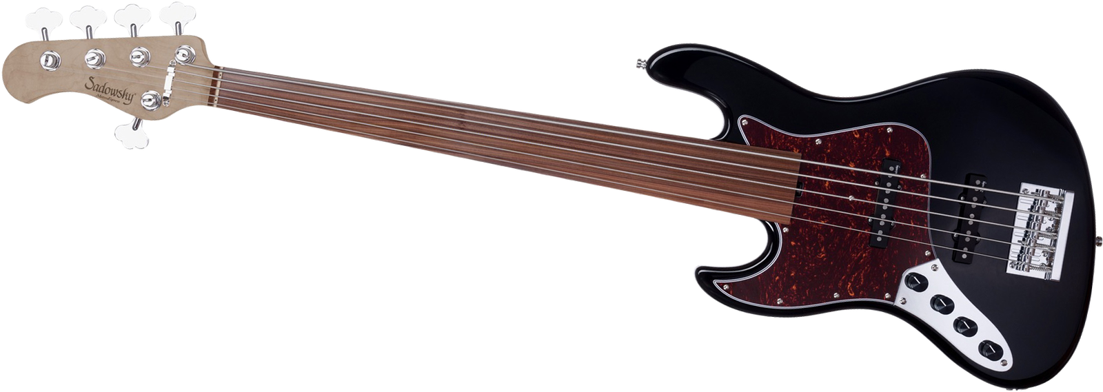 Sadowsky MetroExpress 21 Vintage JJ 5 Fretless Left-Handed Black, five-string bass guitar