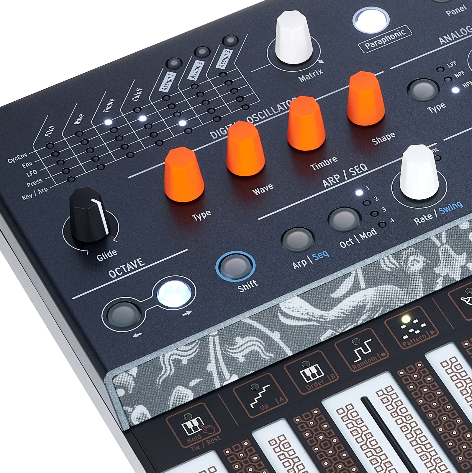 Sezione dell'oscillatore digitale sul sintetizzatore ibrido Arturia MicroFreak