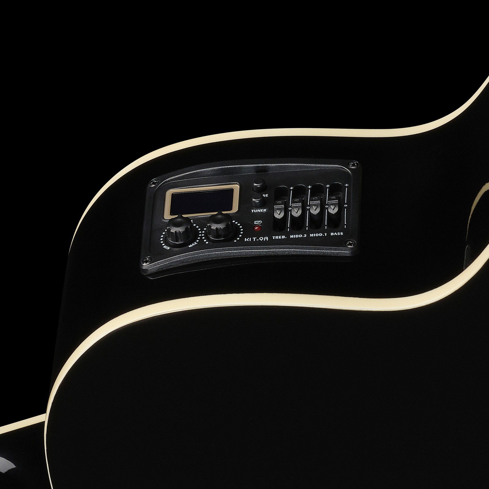 Preamp des Harley Benton B-35BK-FL 5-Saiter Akustikbass mit Tonabnehmer