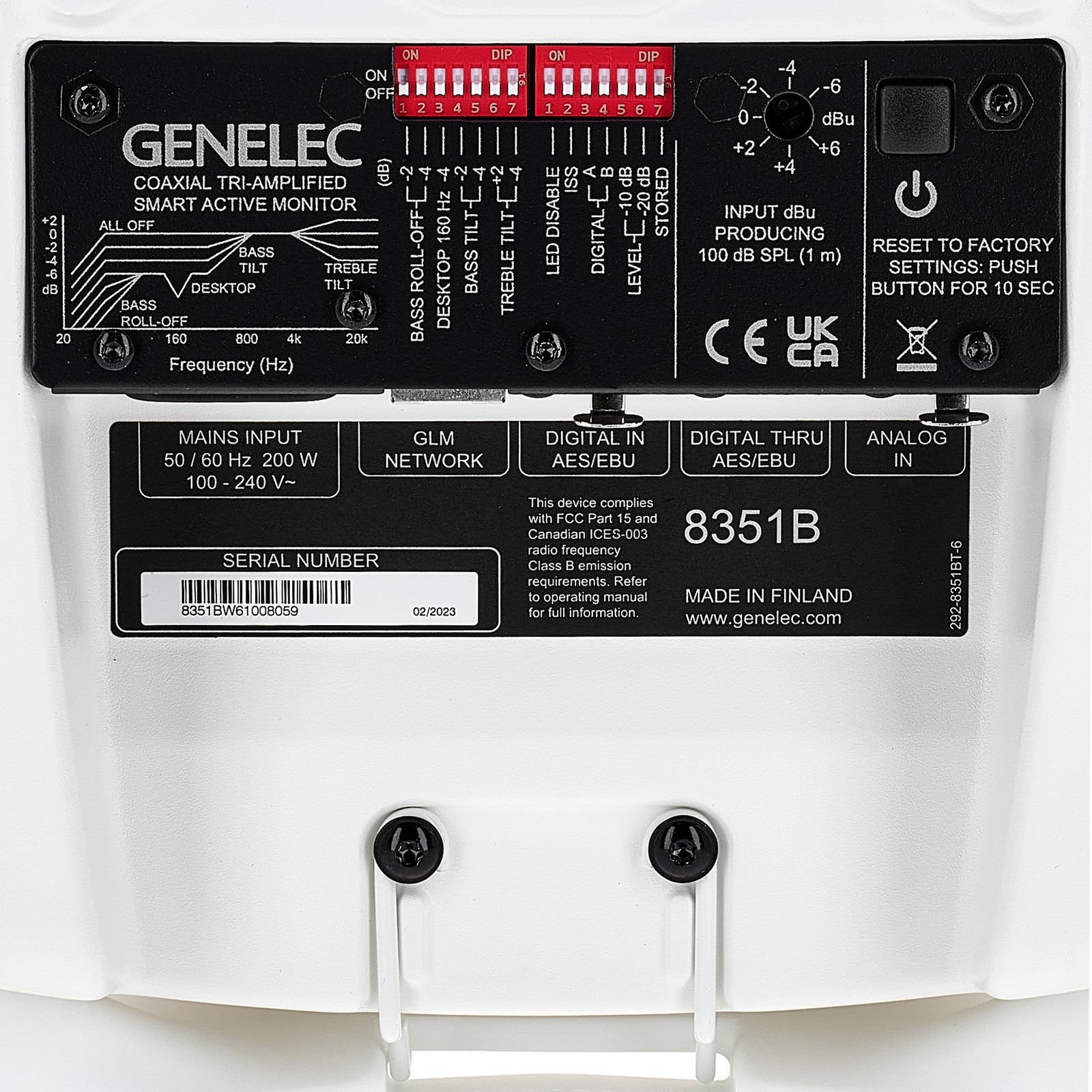 Genelec 8351 BW 3-way studio monitor control panel